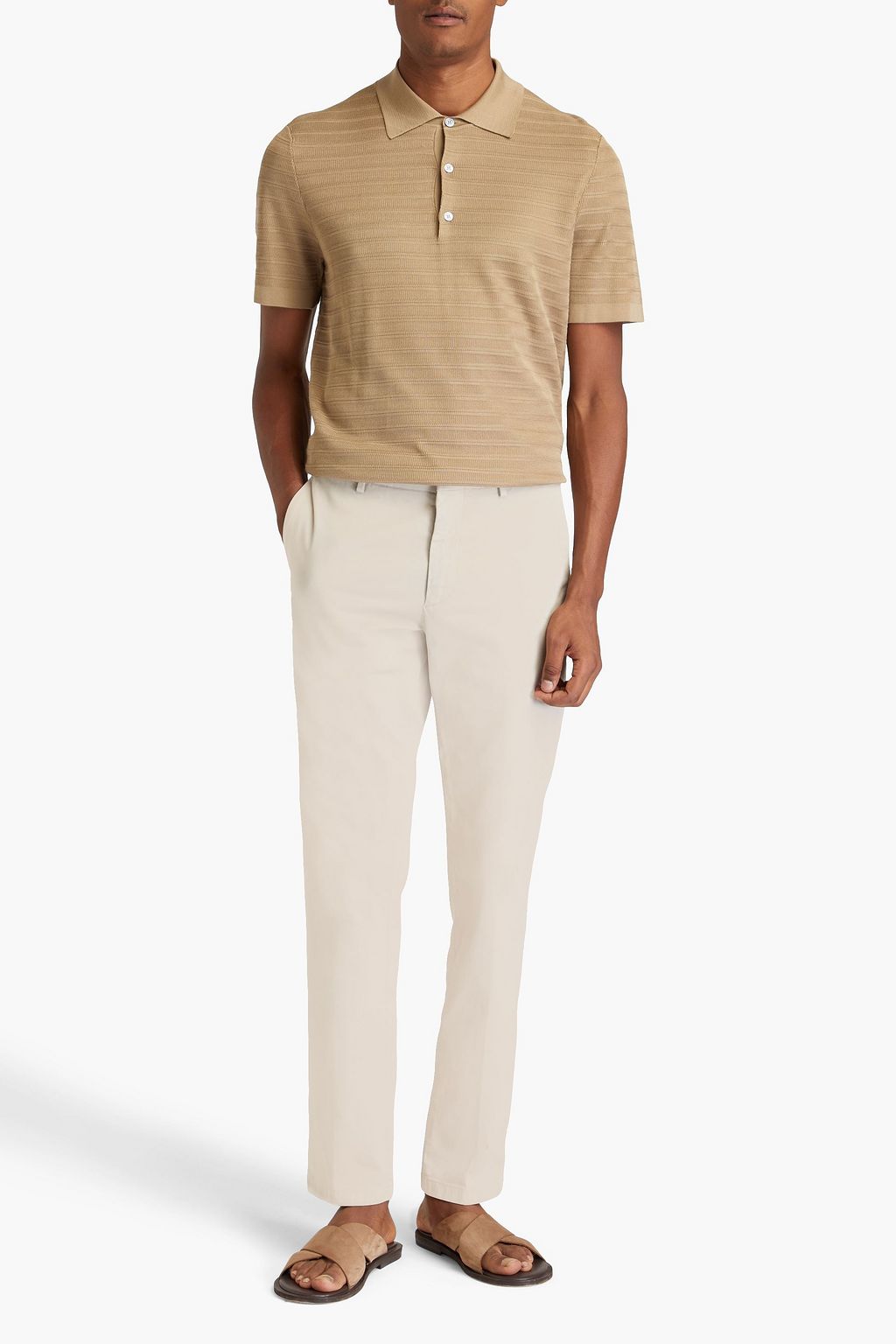 DUNHILL Embellished stretch-cotton twill chinos