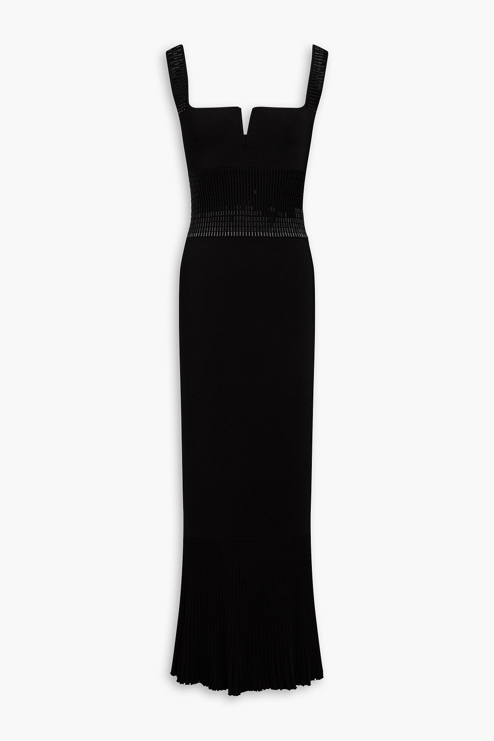 Galvan Atalanta Bead-embellished Knitted Maxi Dress In Black