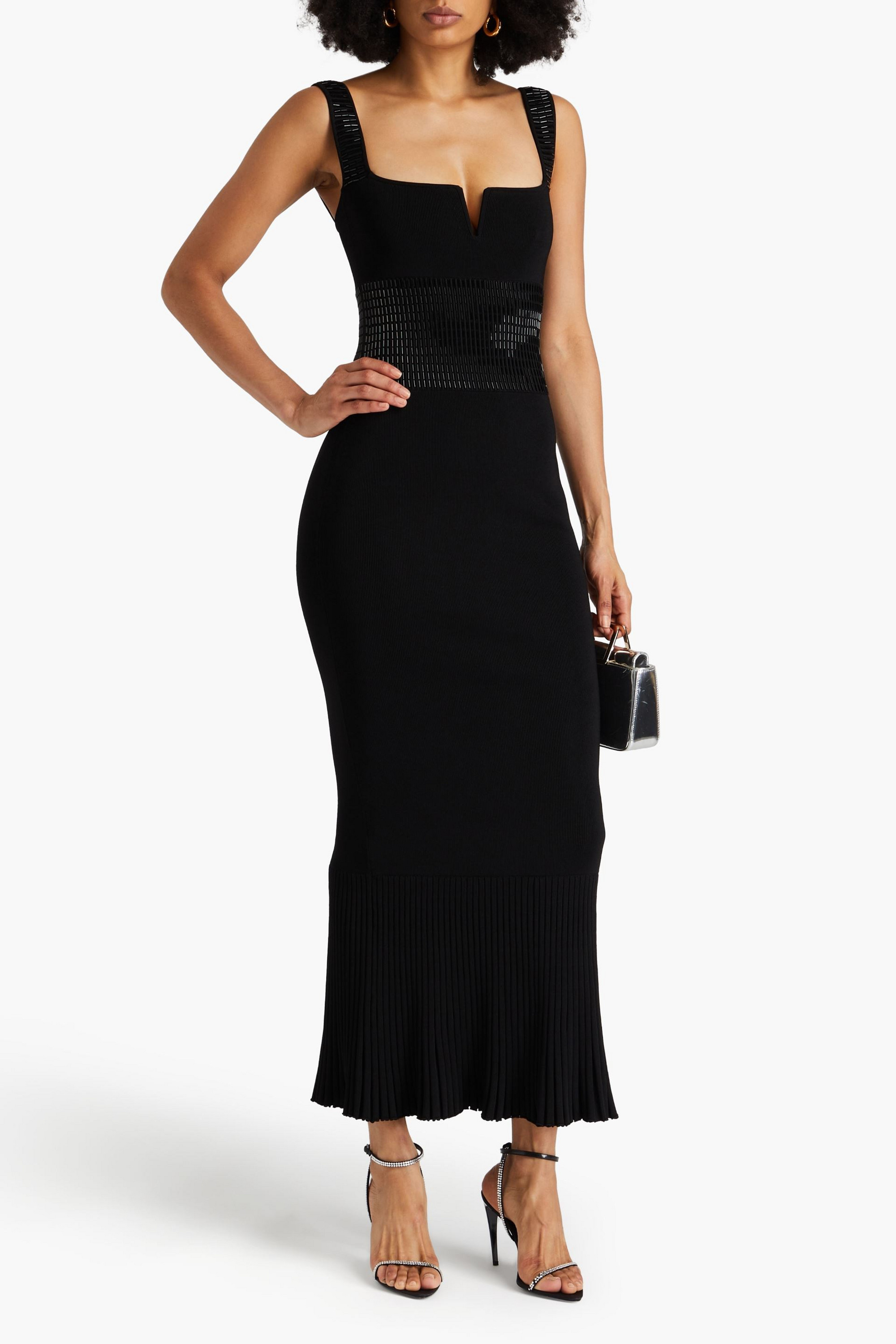 GALVAN LONDON Atalanta bead-embellished knitted maxi dress