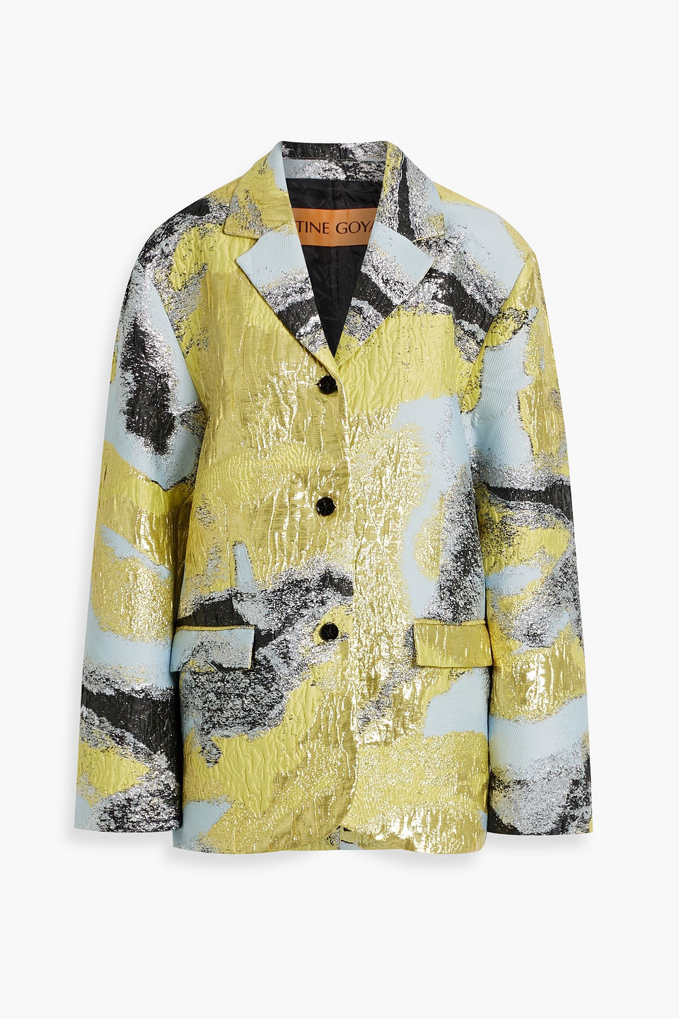 Stine Goya Pezz Metallic Cloqué Blazer In Gold