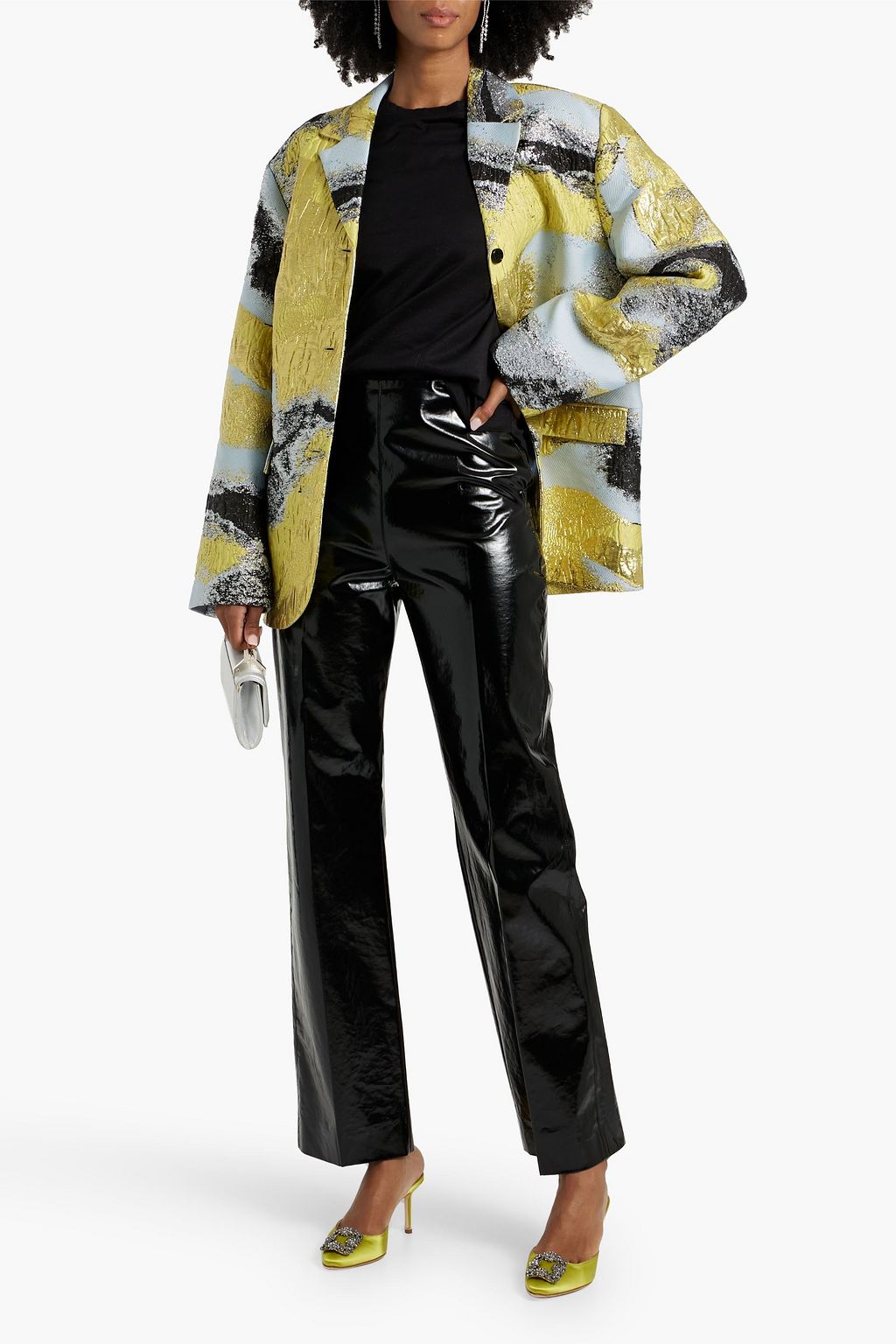 STINE GOYA Pezz metallic cloqué blazer