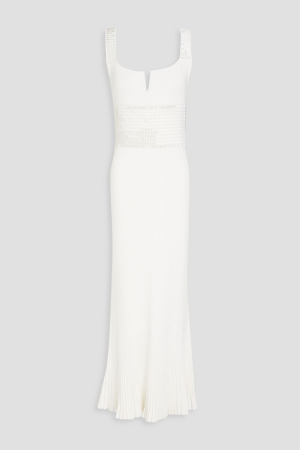 Galvan Atalanta Bead-embellished Knitted Maxi Dress In Ivory