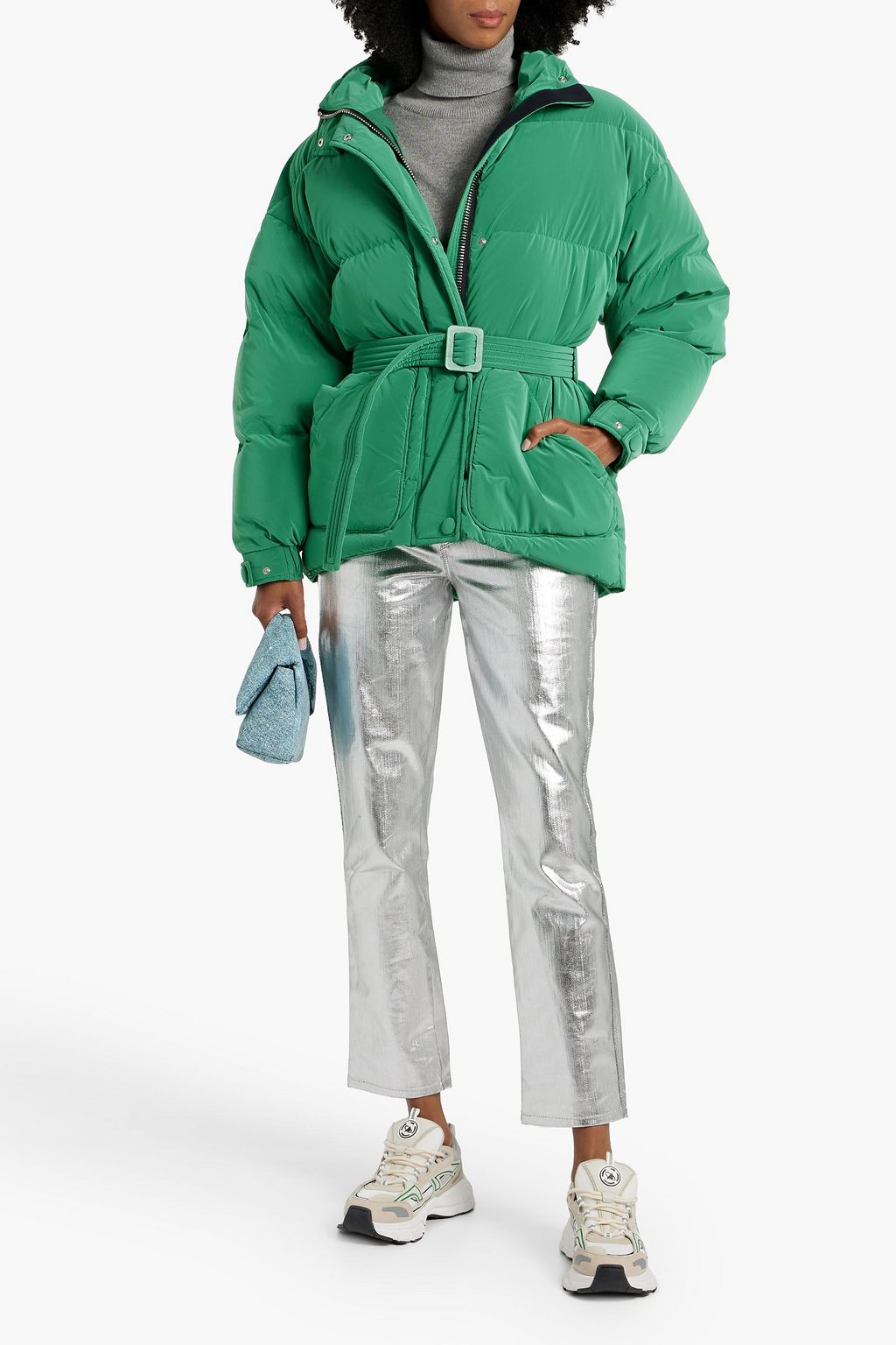 IENKI IENKI Michlin belted quilted faux leather down jacket