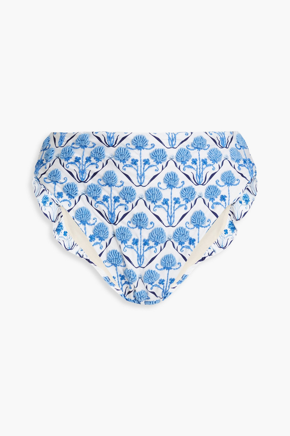 Agua By Agua Bendita Jenjibre Ventura Embroidered Printed High-rise Bikini Briefs In White