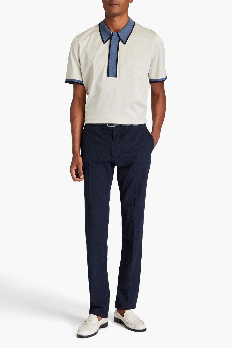 DUNHILL SLIM-FIT COTTON-BLEND TWEED PANTS