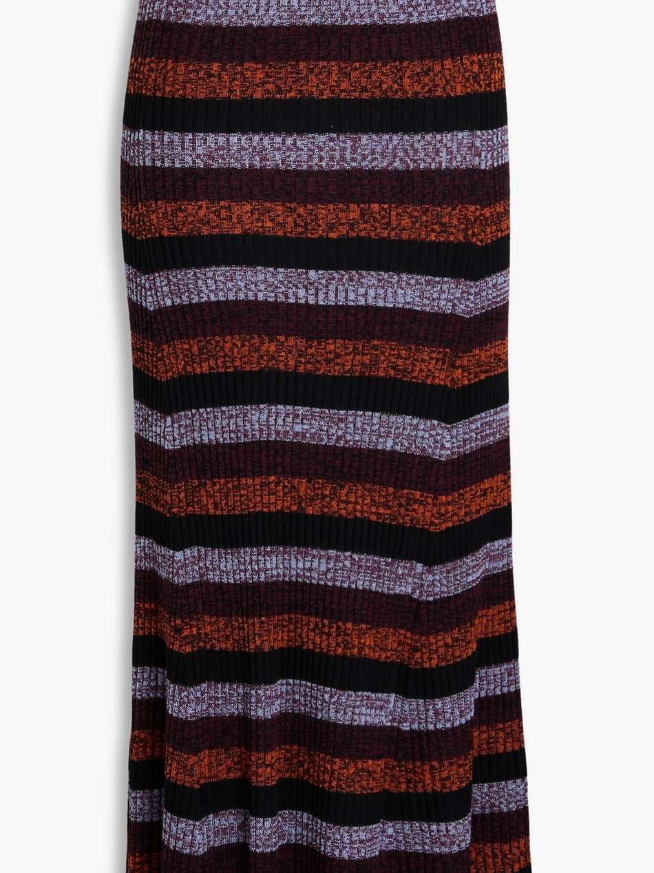 striped merino wool midi skirt