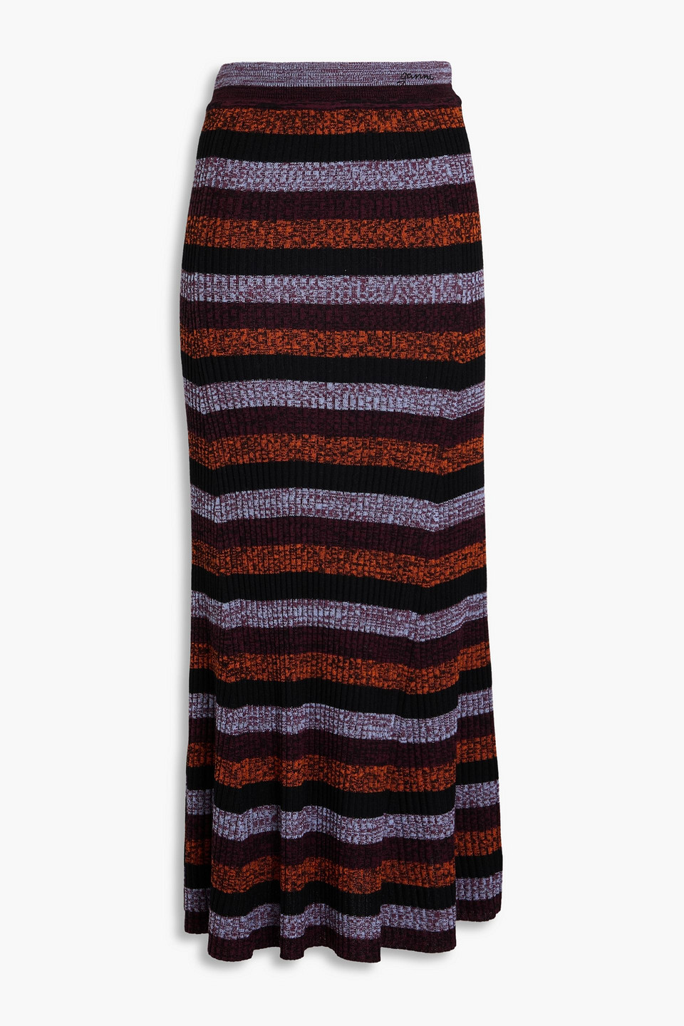 GANNI - Striped merino wool midi skirt - Multicolor - S