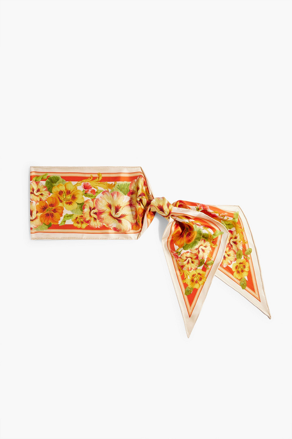 Floral-print silk-twill scarf