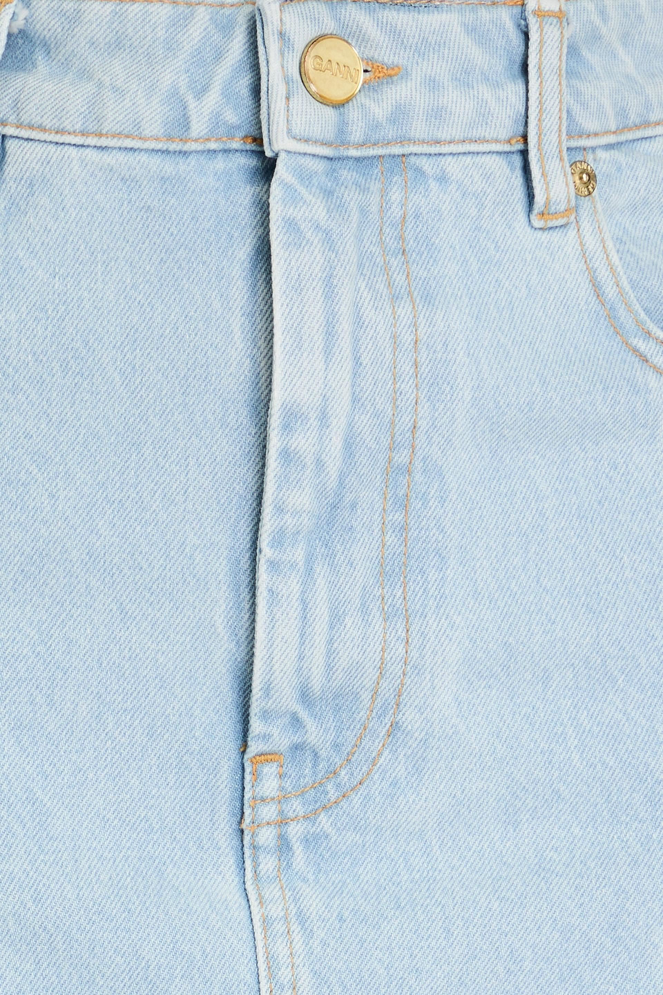Ganni Denim Midi Skirt In Light Denim
