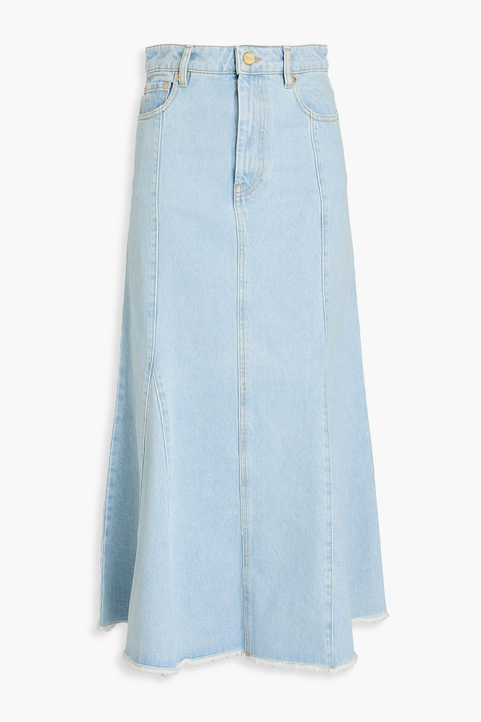 Ganni Denim Midi Skirt In Light Denim