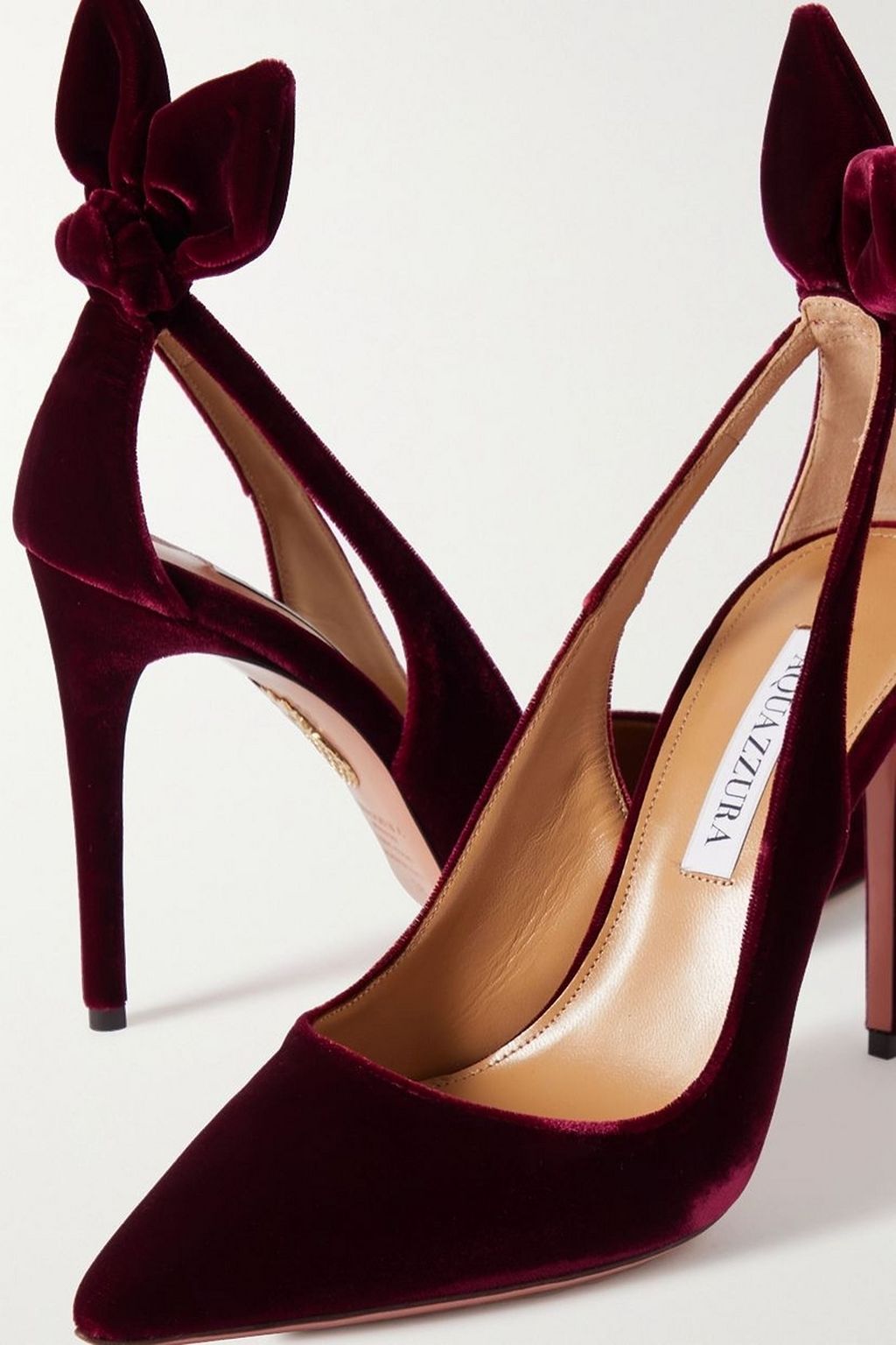 AQUAZZURA Bow Tie 105 velvet pumps