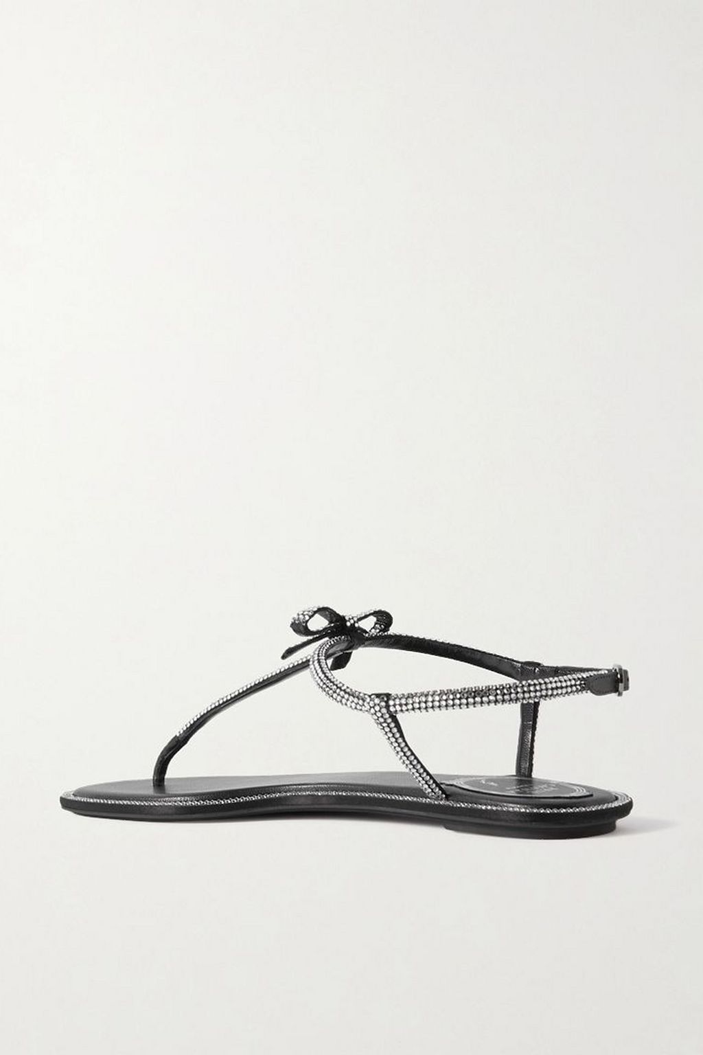 RENE' CAOVILLA Caterina bow and crystal-embellished leather sandals