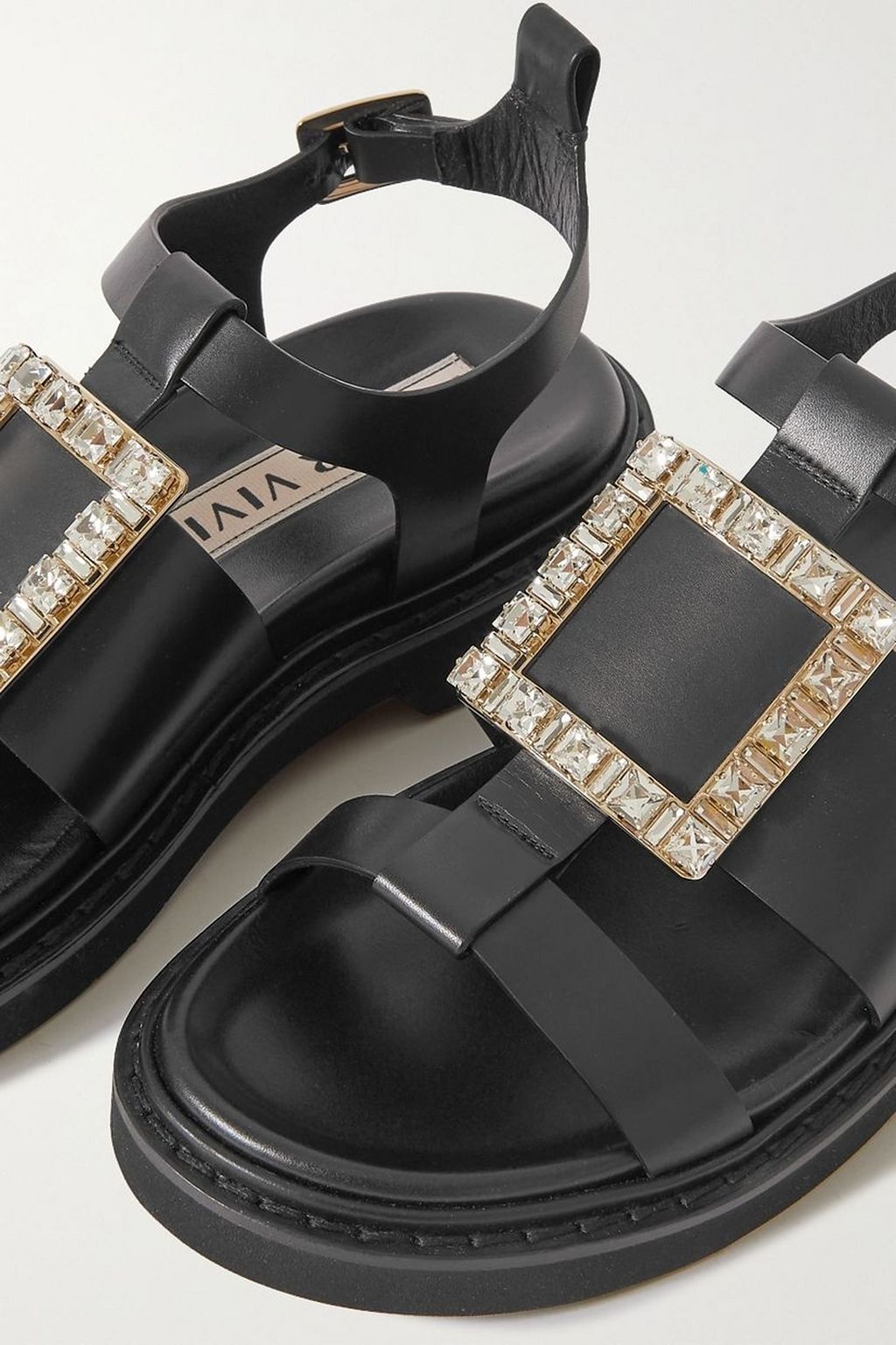ROGER VIVIER صندل Viv' Rangers من الجلد مزيّن بالكريستال