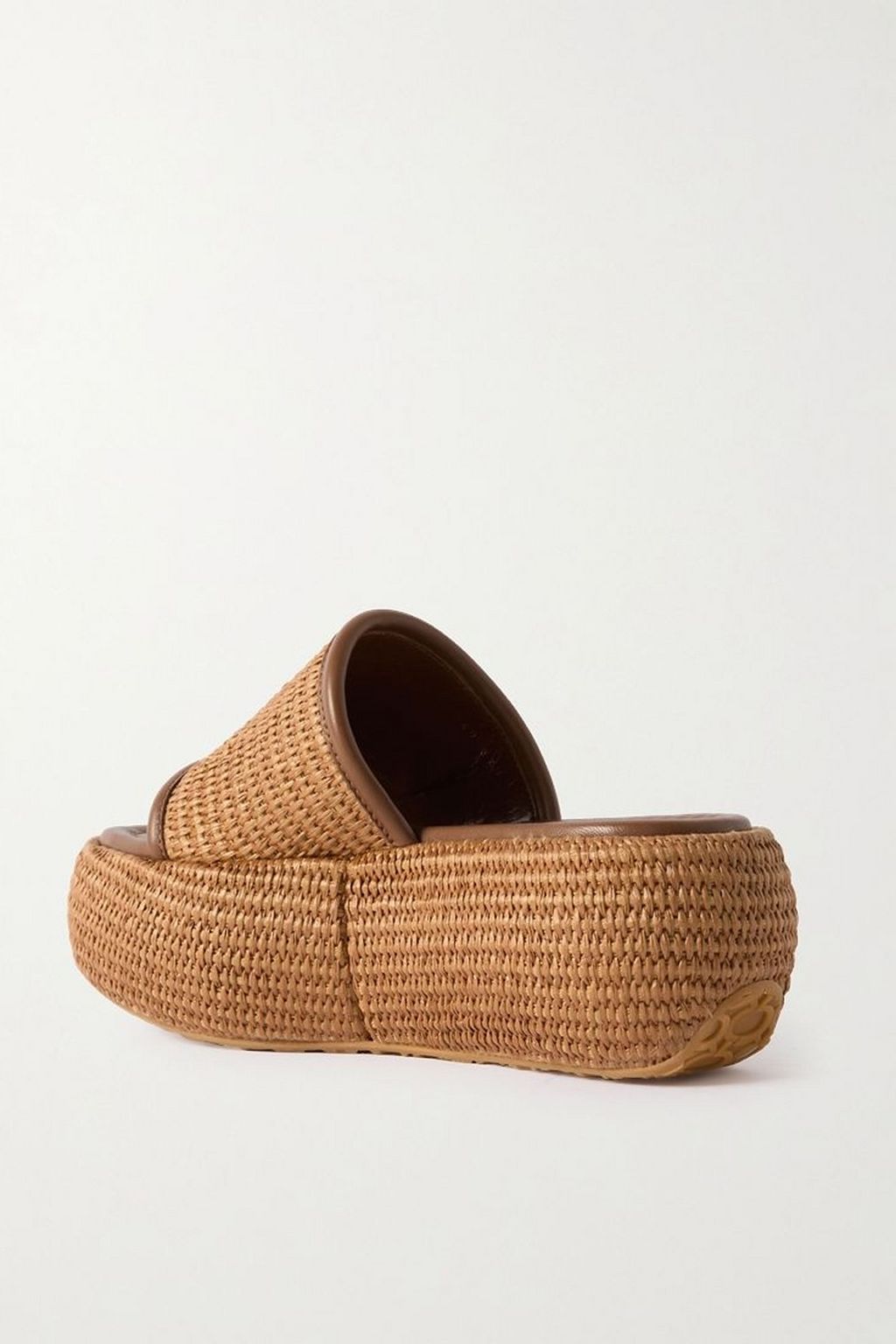 GIANVITO ROSSI Marbella leather-trimmed raffia platform slides