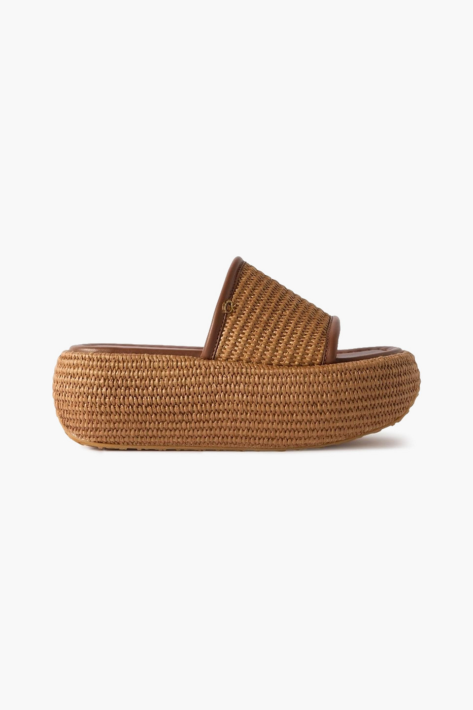 Gianvito Rossi Marbella Woven Raffia Platform Sandals In Brown