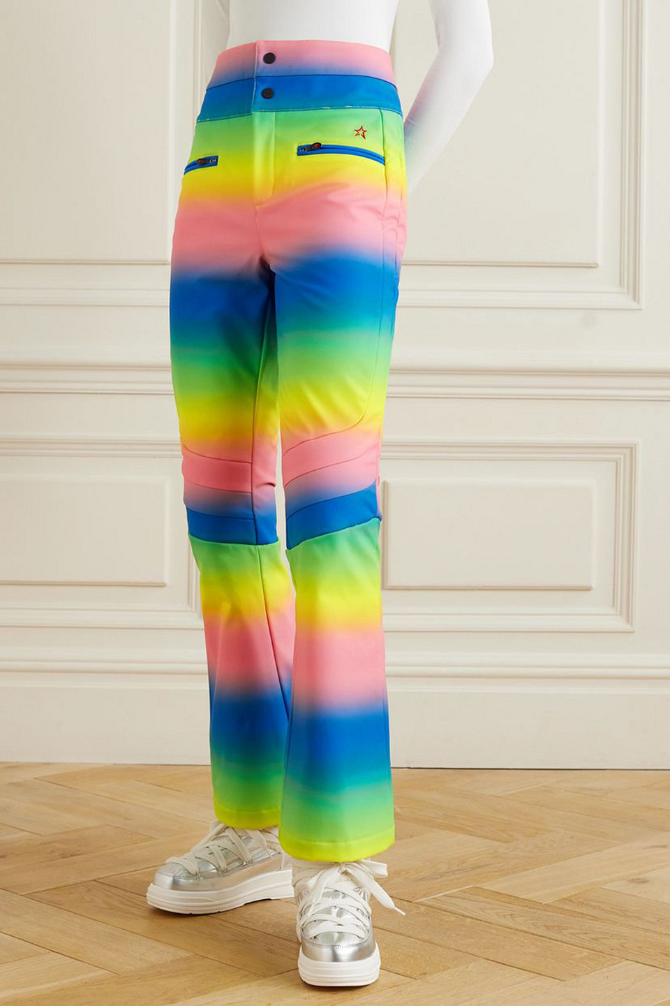 Shop Perfect Moment Aurora Mid-rise Flared Ski Pants In Multicolor