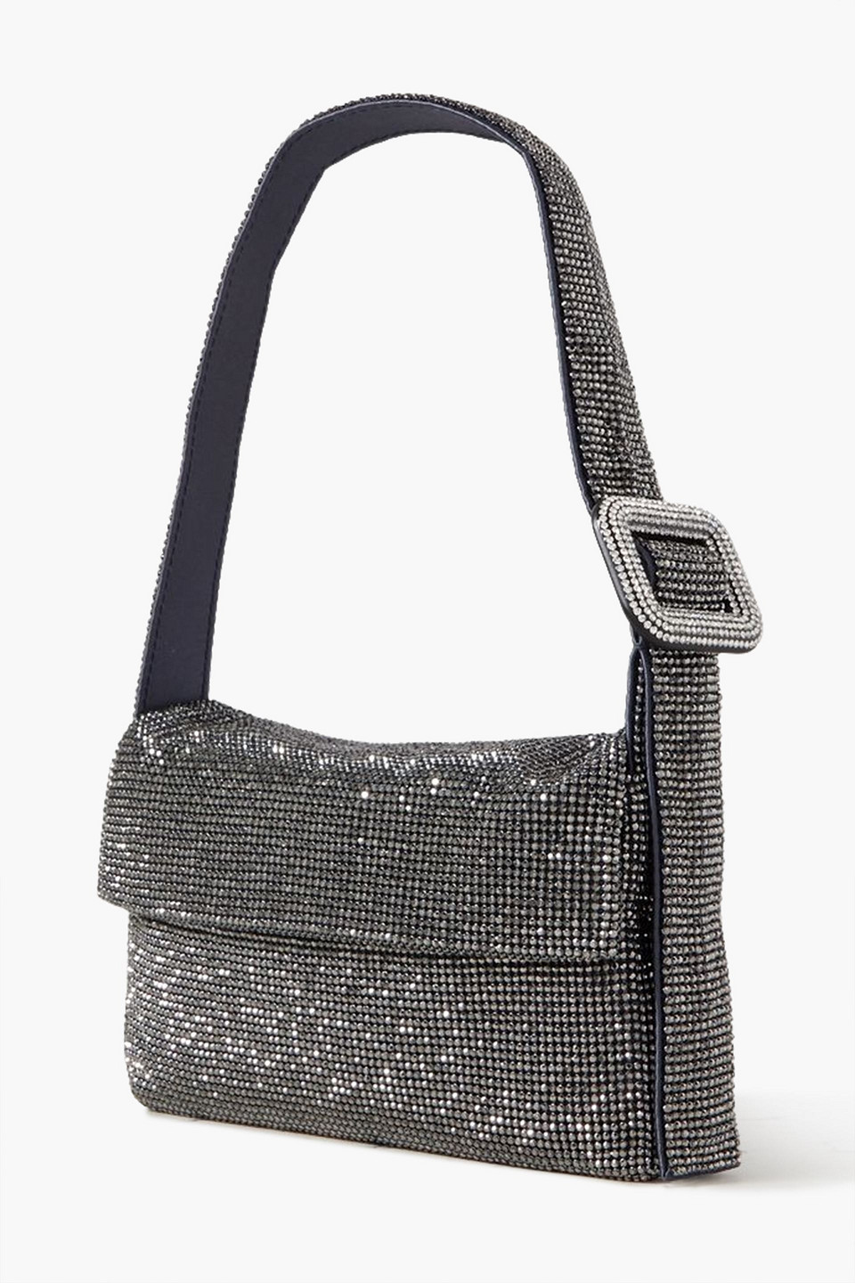 Benedetta Bruzziches Vitty La Mignon Crystal-embellished Satin Shoulder Bag In Gunmetal