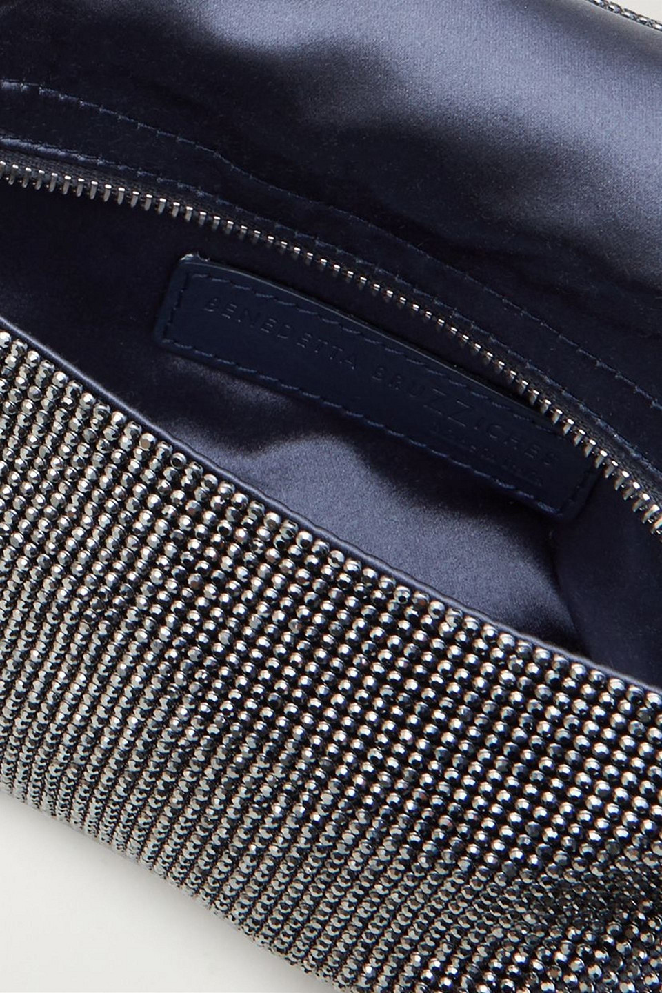 Benedetta Bruzziches Vitty La Mignon Crystal-embellished Satin Shoulder Bag In Gunmetal