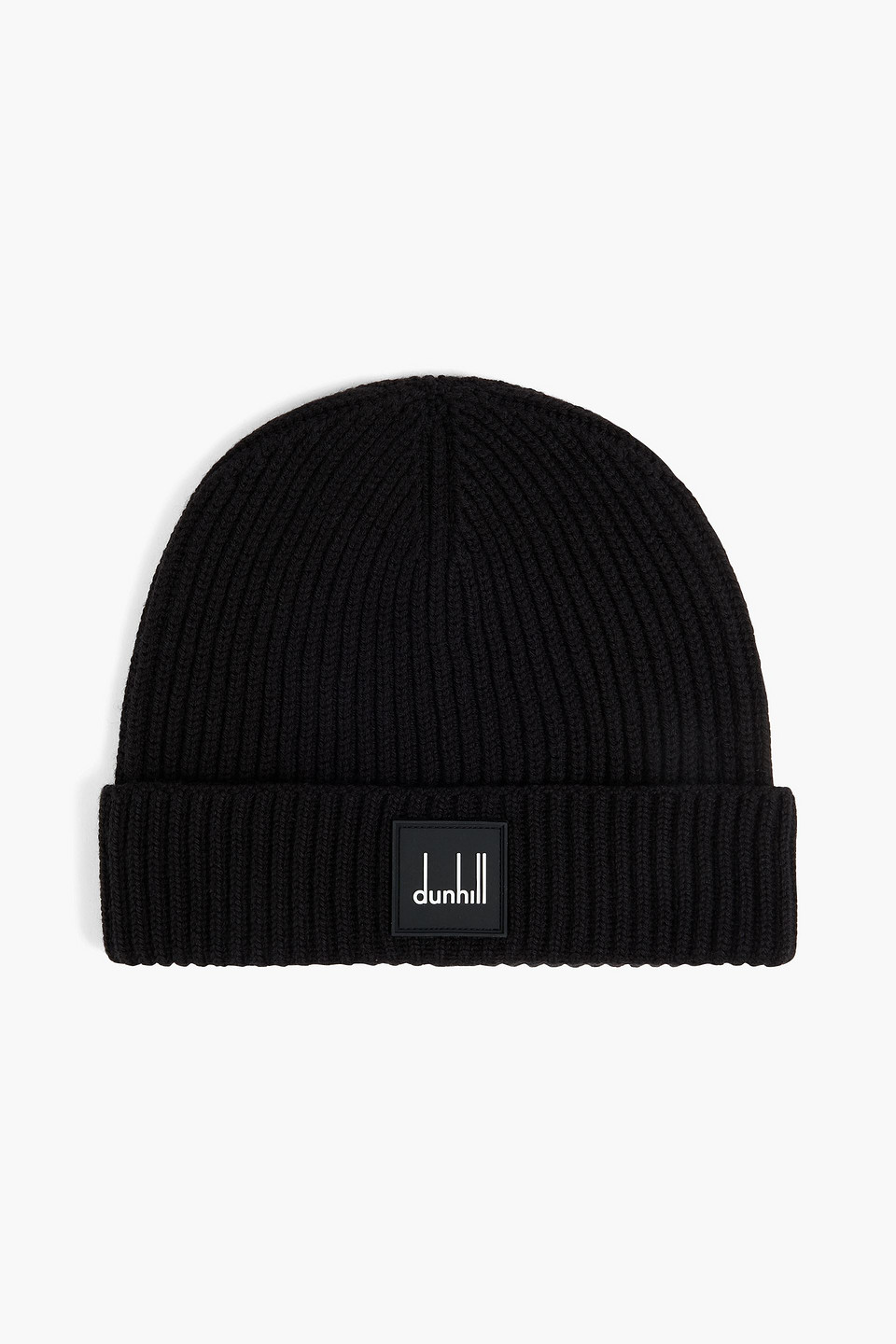 Dunhill Logo-appliquéd Ribbed Merino Wool Beanie In Black