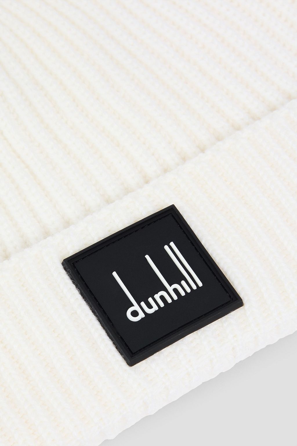 DUNHILL قبعة بيني مصنوعة من صوف الميرينو بتصميم مضلّع مع رقعة مزخرفة بشعار العلامة