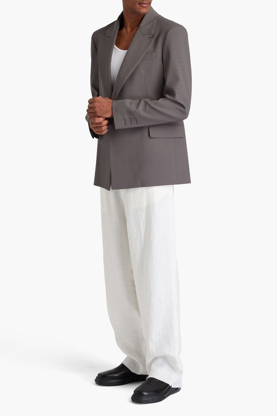 Peter Do Twill Blazer In Gray