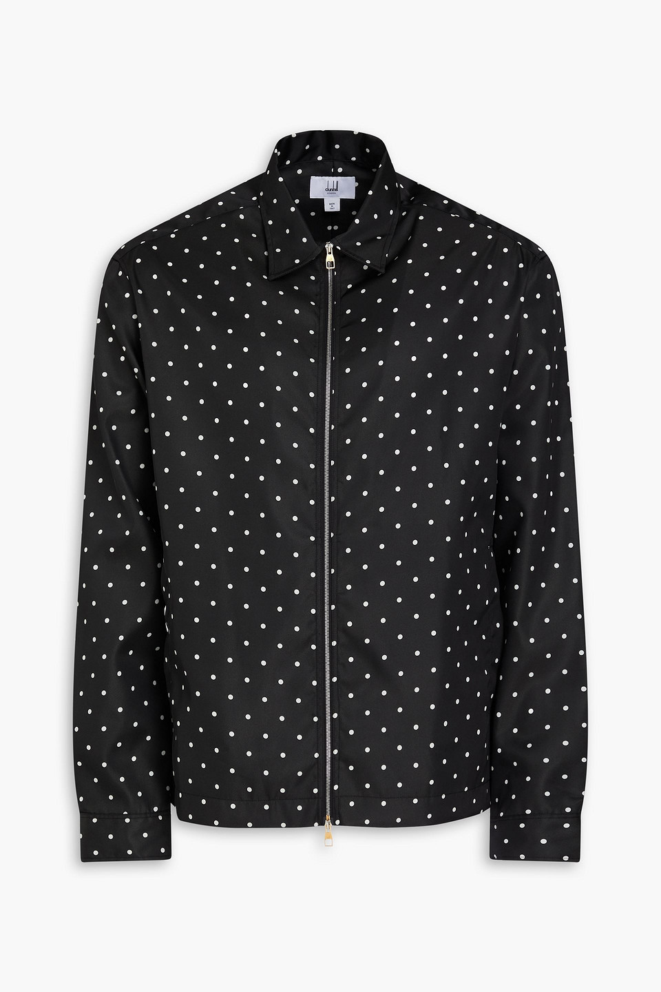 dunhill - polka-dot satin-twill shirt - black - s