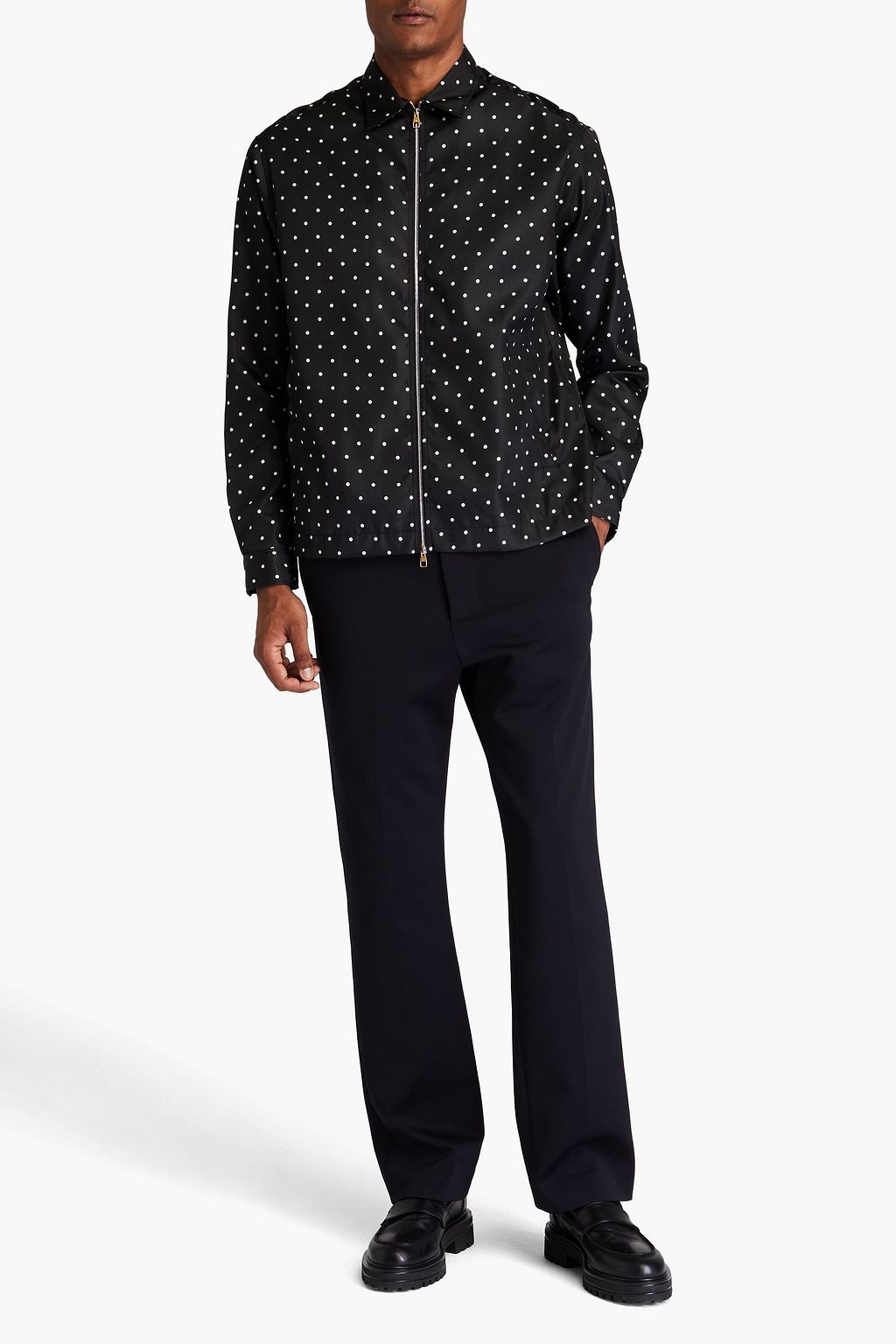 DUNHILL Polka-dot satin-twill shirt