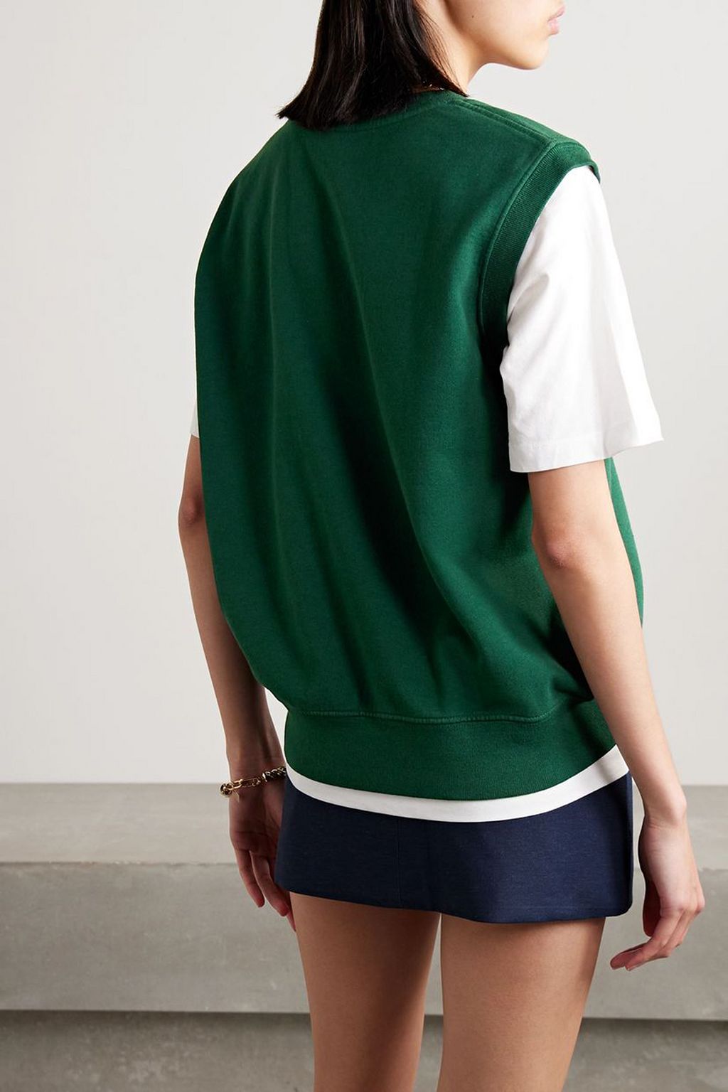 SPORTY & RICH Embroidered cotton-fleece vest