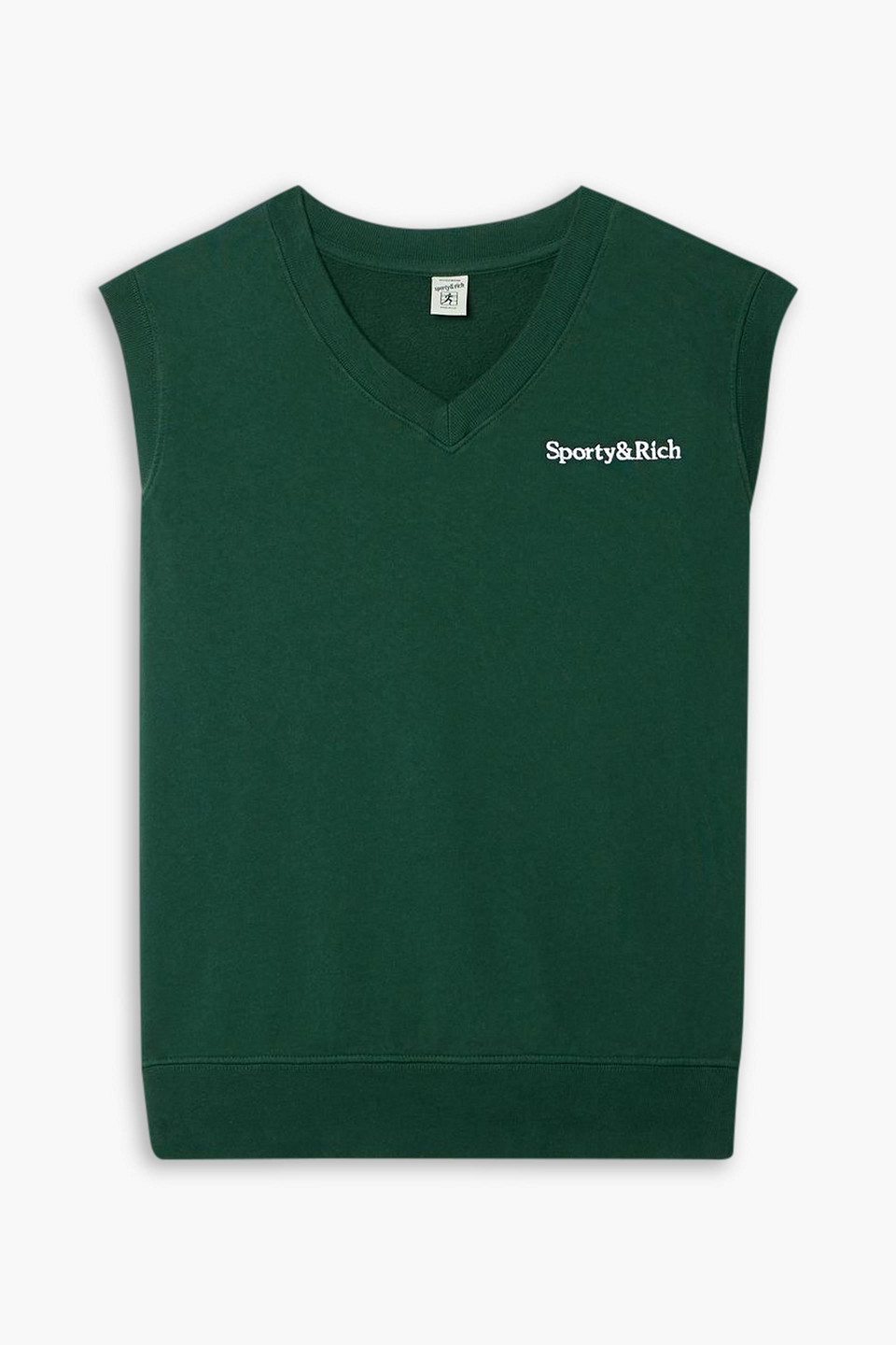 Embroidered cotton-fleece vest