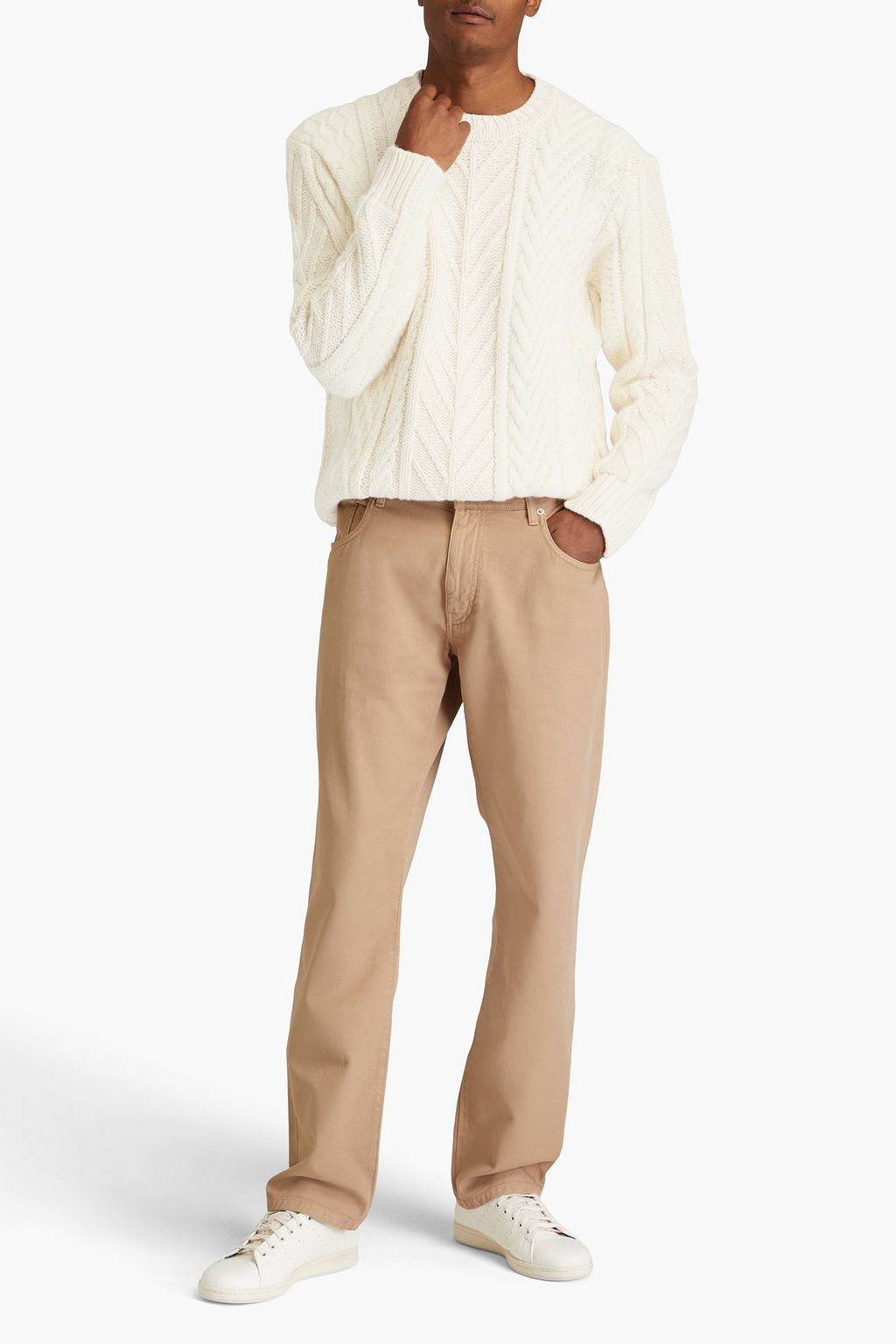 DUNHILL Cable-knit wool and cotton-blend sweater