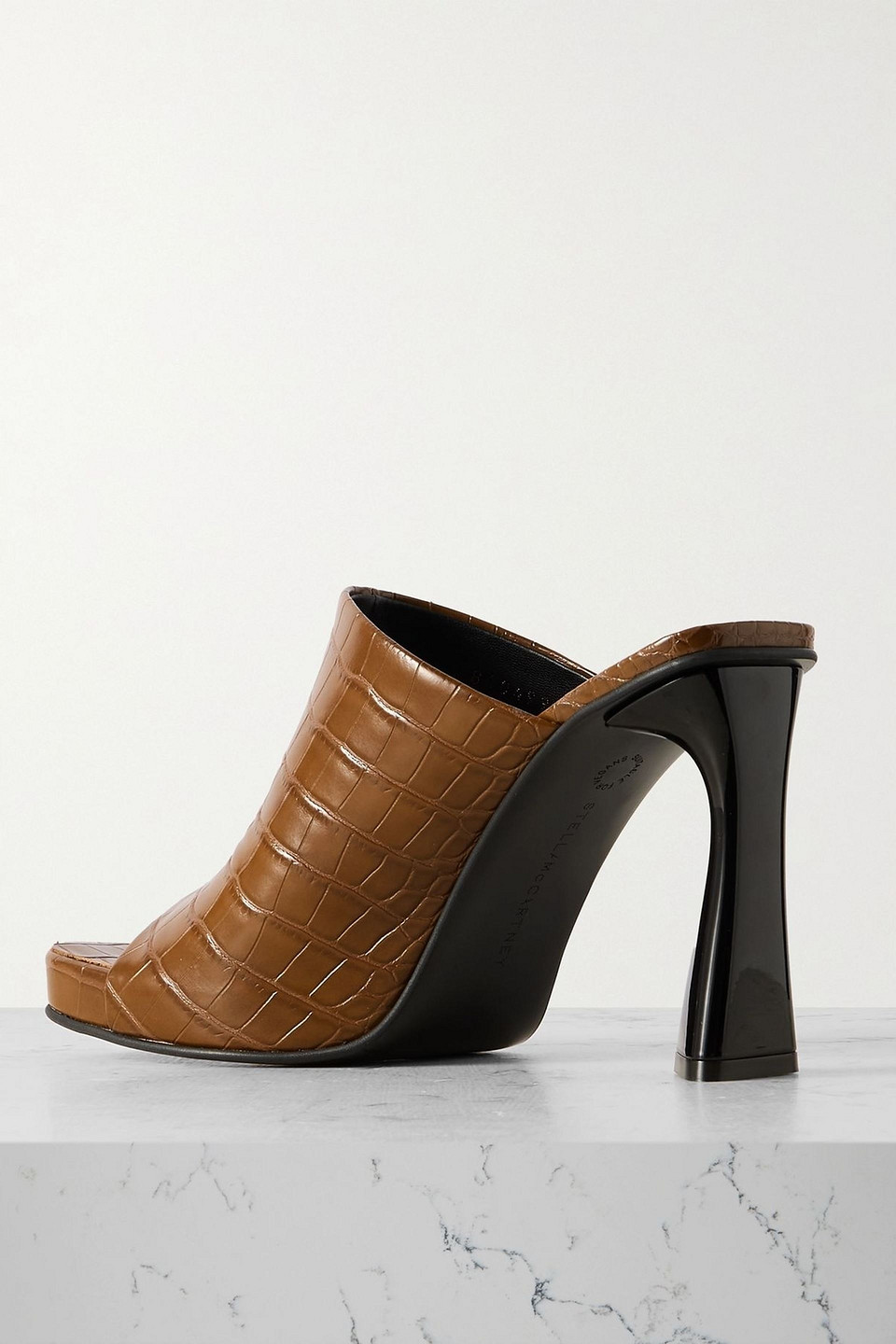  Stella Mccartney - Elsa Mules Aus Glänzendem Synthetischem Material Mit Krokodileffekt - Braun - Eu 39.5 