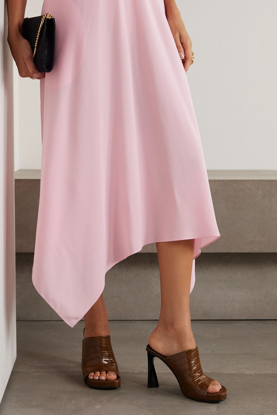  Stella Mccartney - Elsa Mules Aus Glänzendem Synthetischem Material Mit Krokodileffekt - Braun - Eu 39.5 