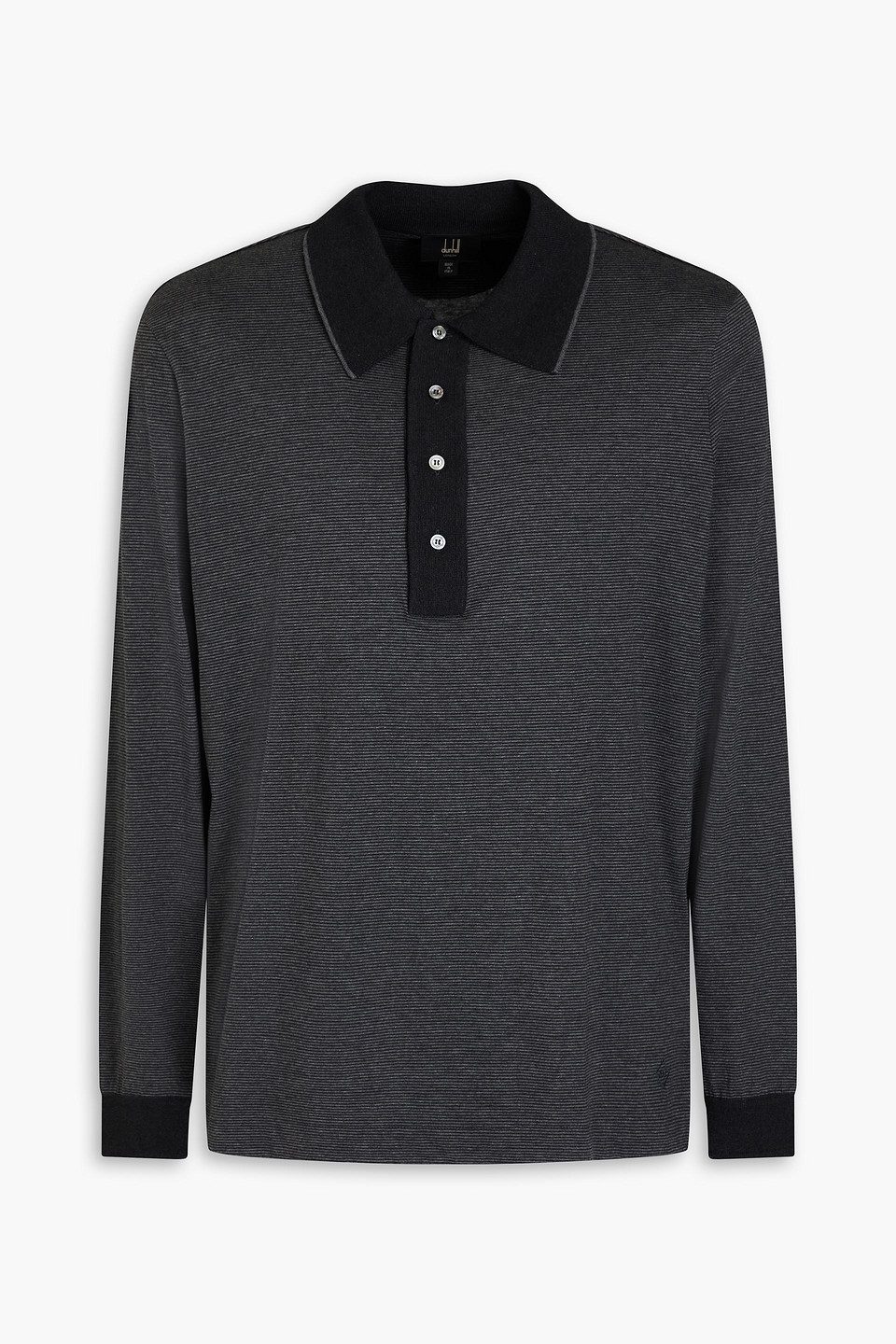 dunhill - striped cotton and cashmere-blend jersey polo shirt - gray - xs