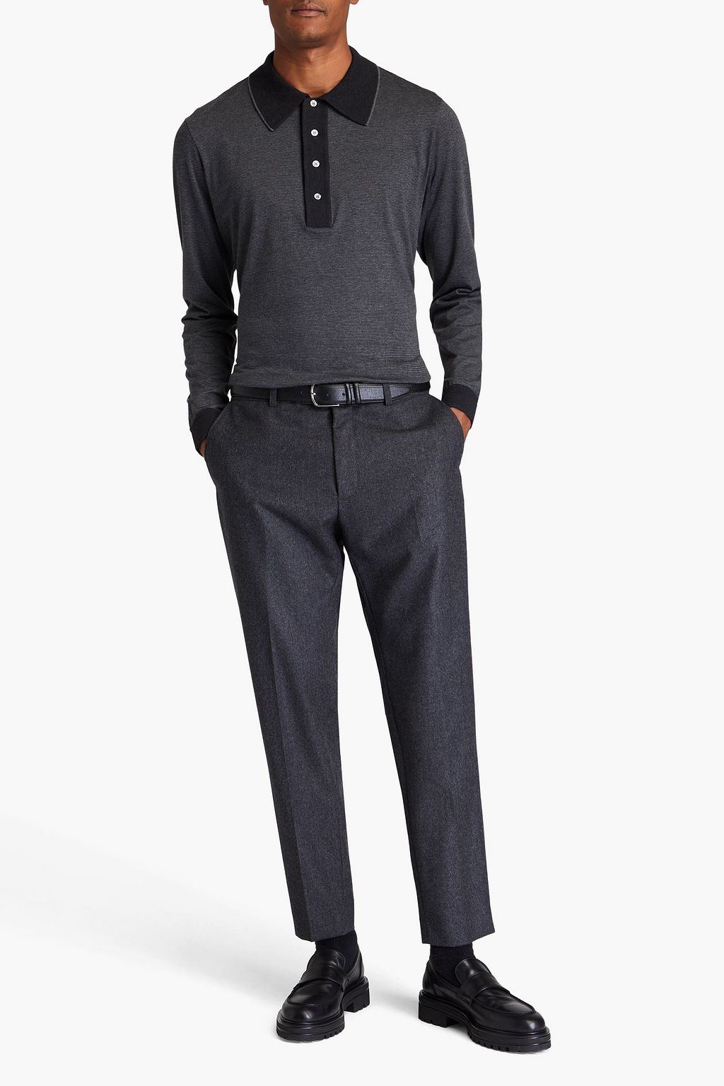 DUNHILL Cotton and cashmere-blend jersey polo shirt