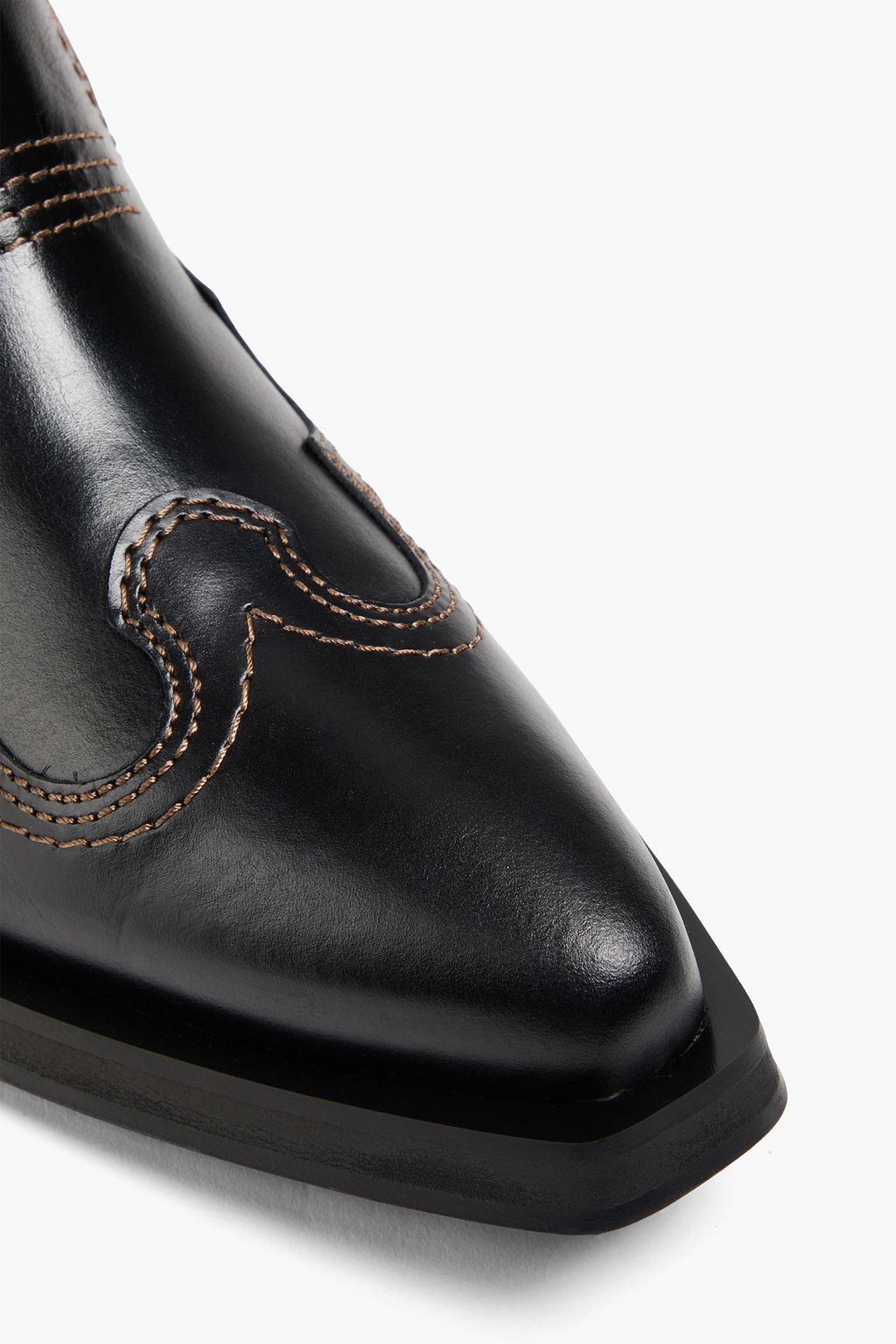 GANNI Embroidered two-tone leather cowboy boots