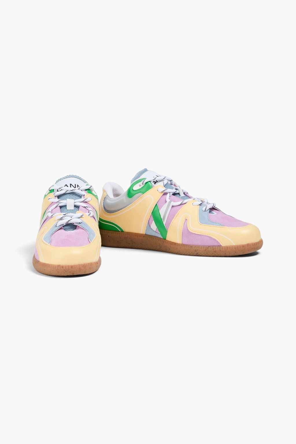 GANNI Faux leather and suede sneakers
