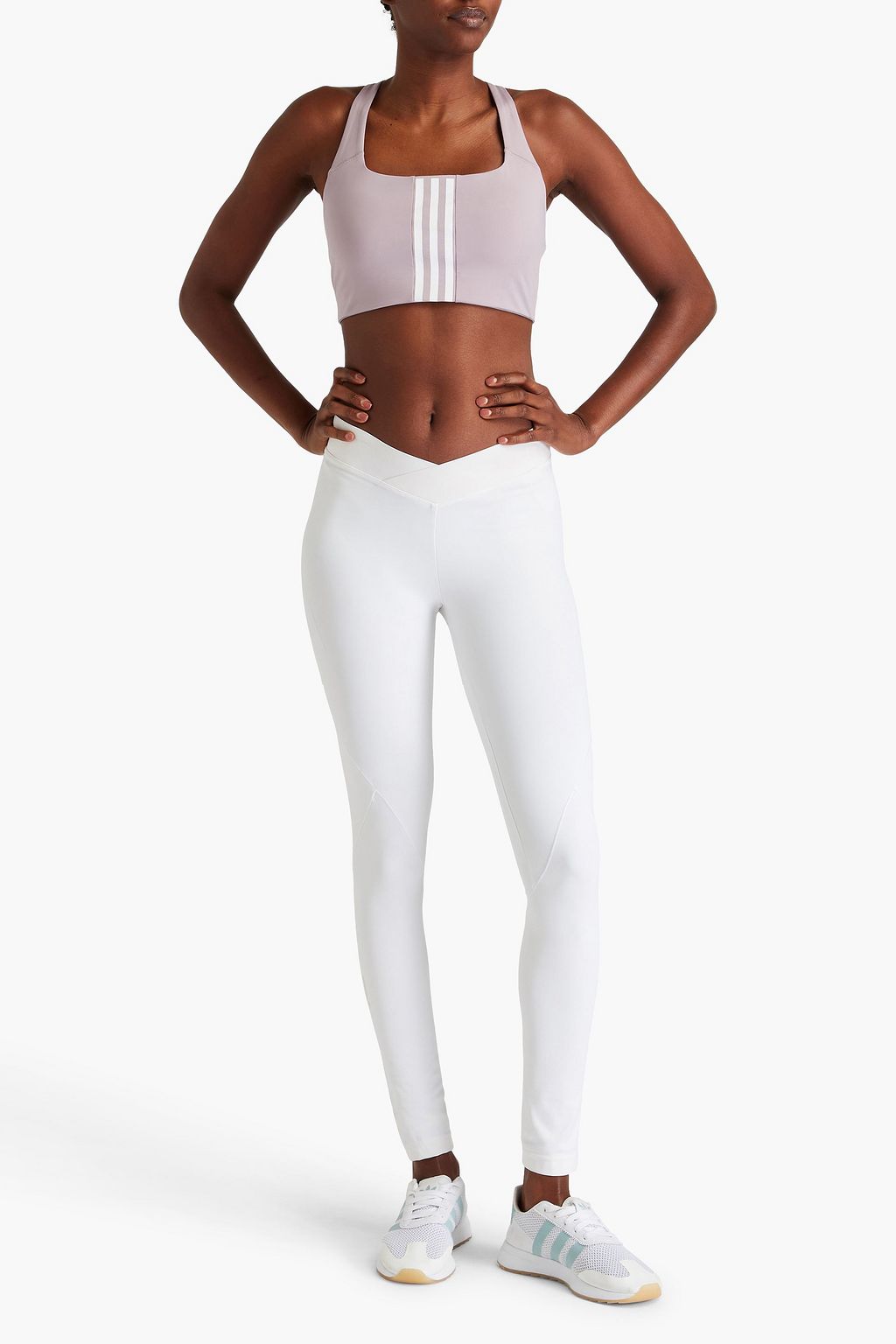 ADIDAS BY STELLA MCCARTNEY Powerimpact striped stretch-jersey sports bra