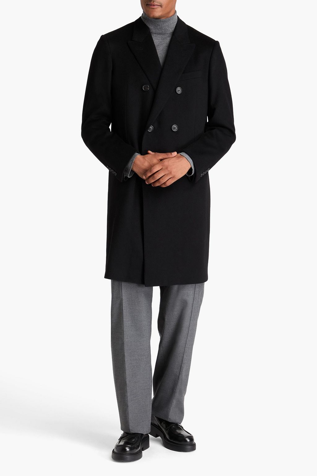 DUNHILL Double-breasted wool and cashmere-blend felt coat