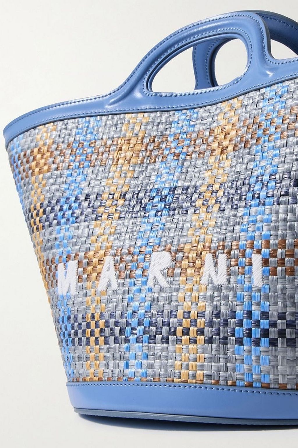 MARNI Tropicalia small leather-trimmed embroidered faux raffia tote