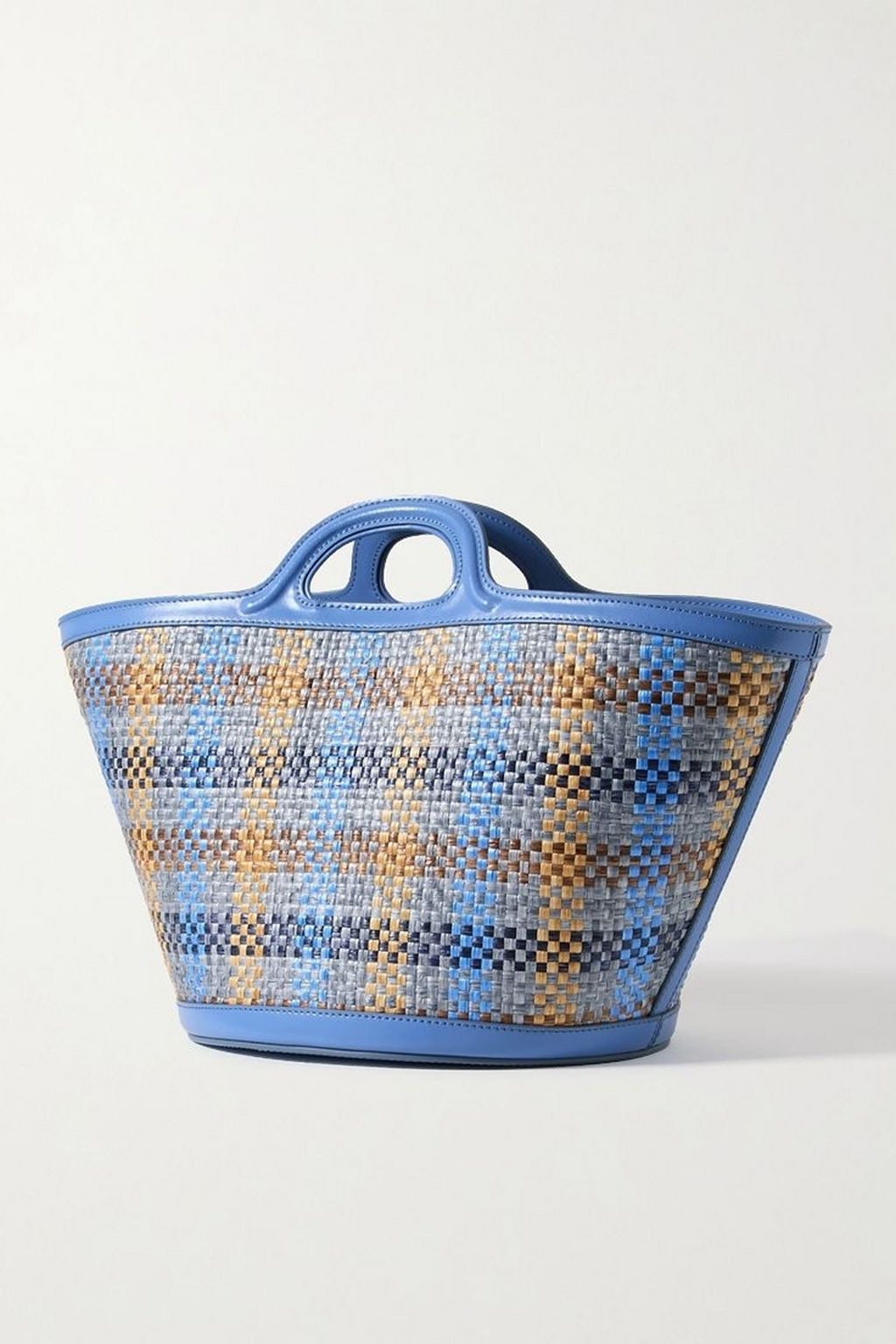 MARNI Tropicalia small leather-trimmed embroidered faux raffia tote