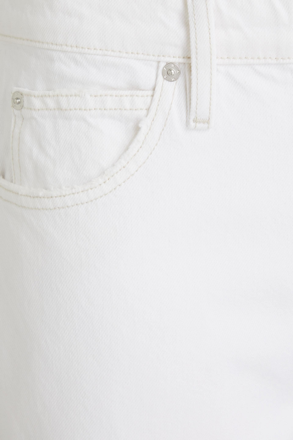 FRAME CROPPED DISTRESSED HIGH-RISE STRAIGHT-LEG JEANS 