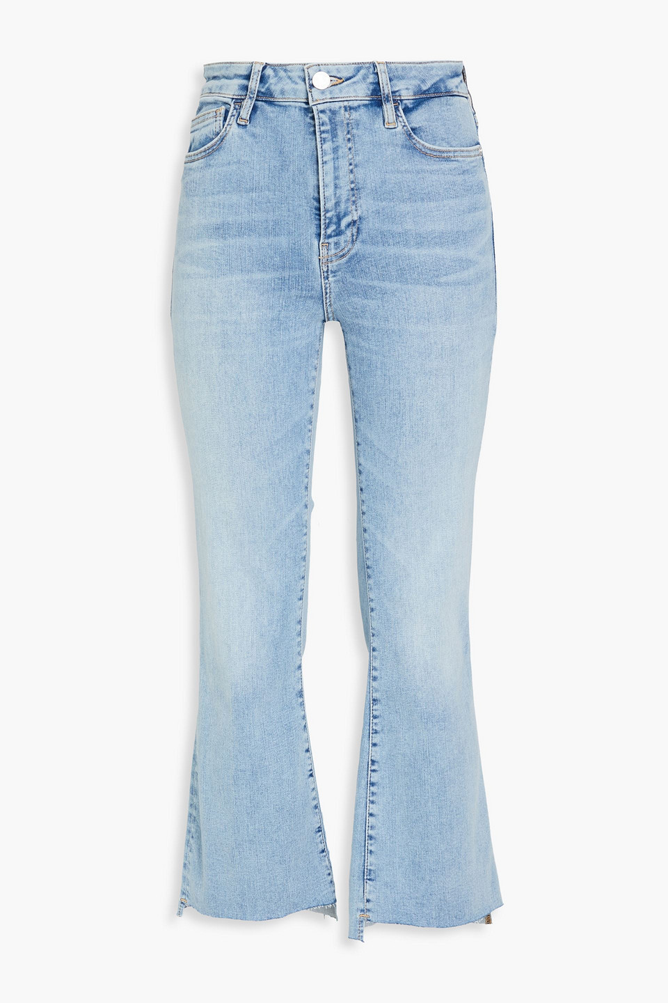 Frame Le Crop Mini High Rise Cropped Bootcut Jeans In Light Denim