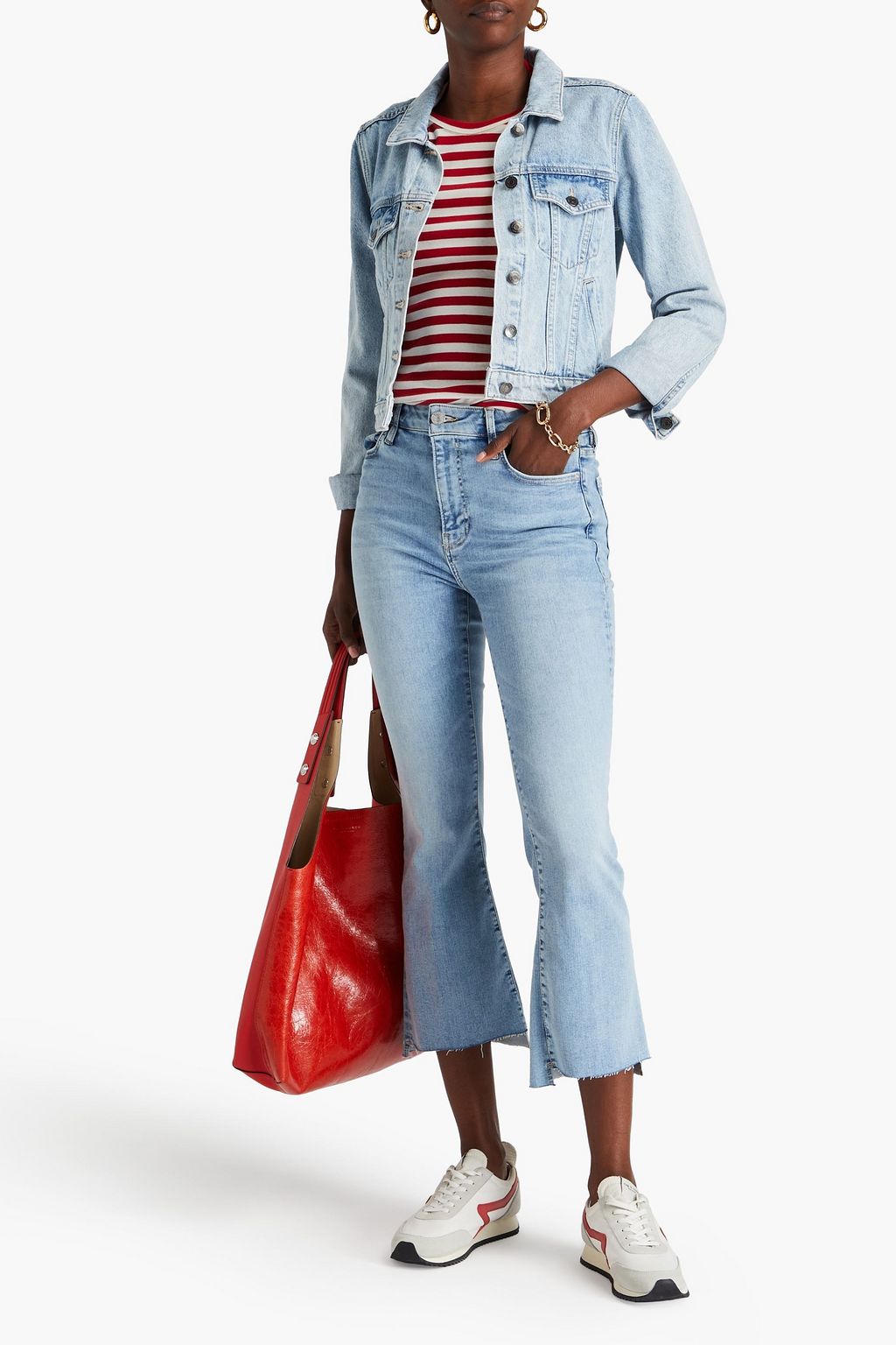 FRAME بنطلون جينز Le Crop Mini Boot قصير بقصّة بوت كت وبخصر عالٍ