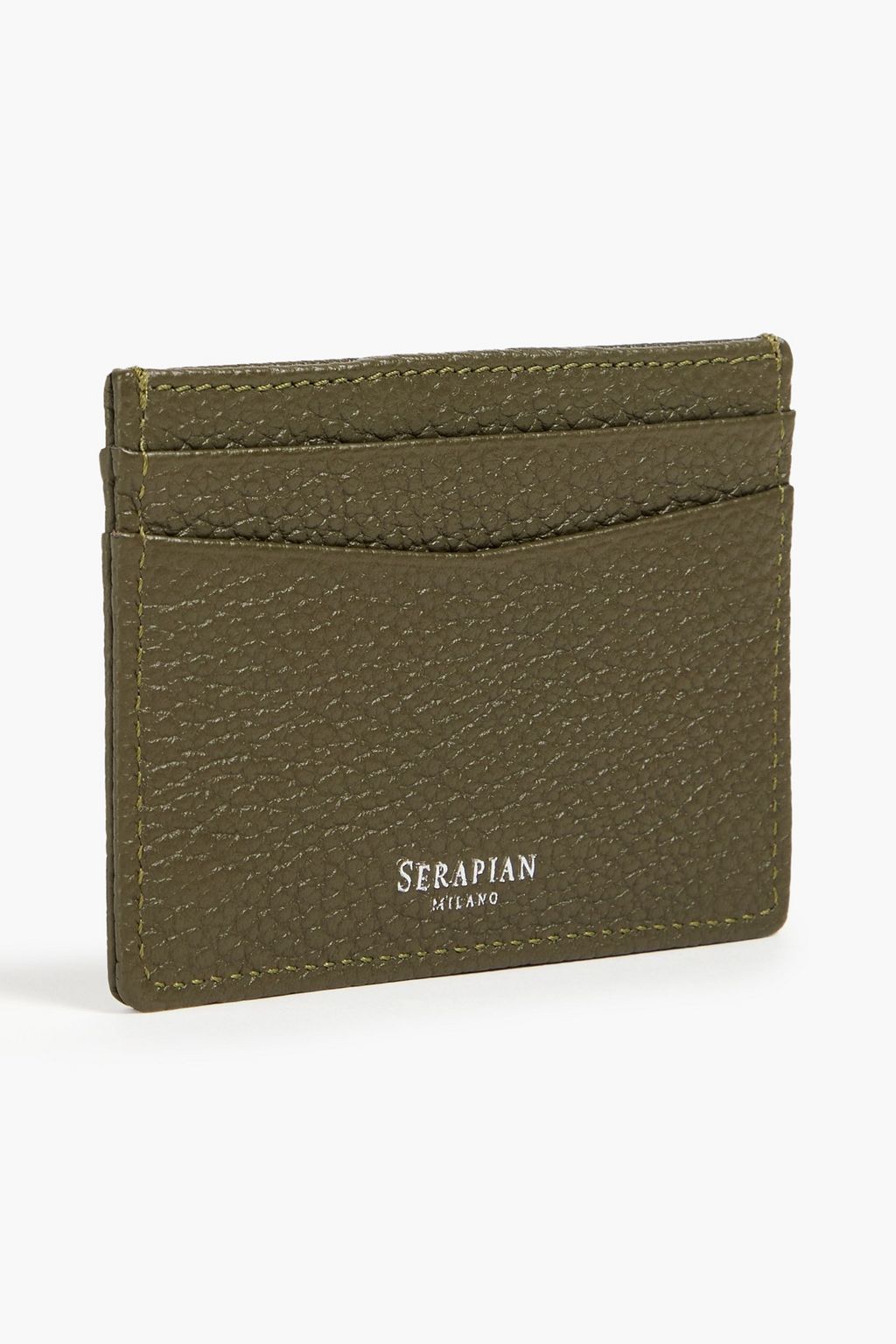 SERAPIAN Pebbled-leather cardholder