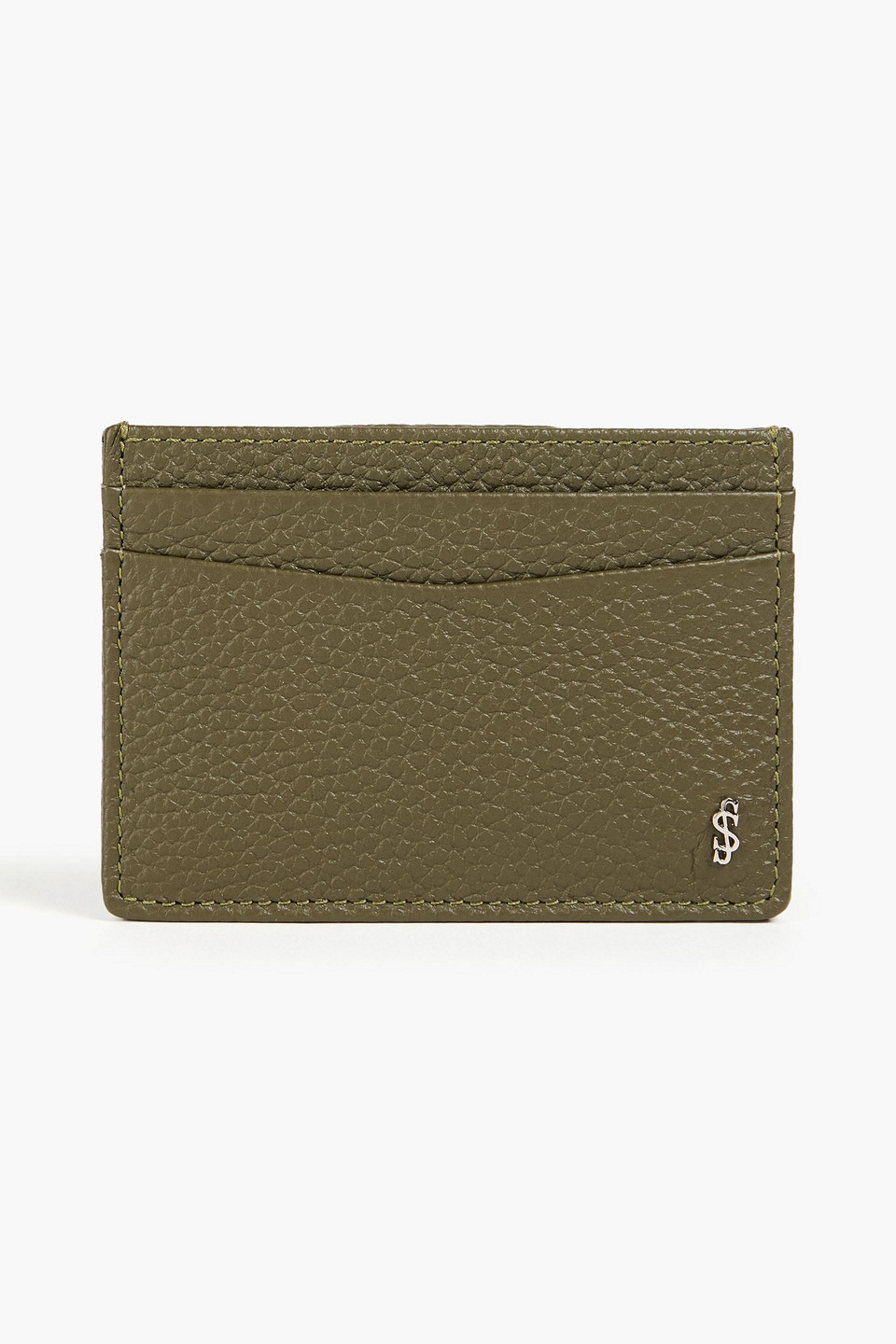 Serapian Pebbled-leather Cardholder In Army Green