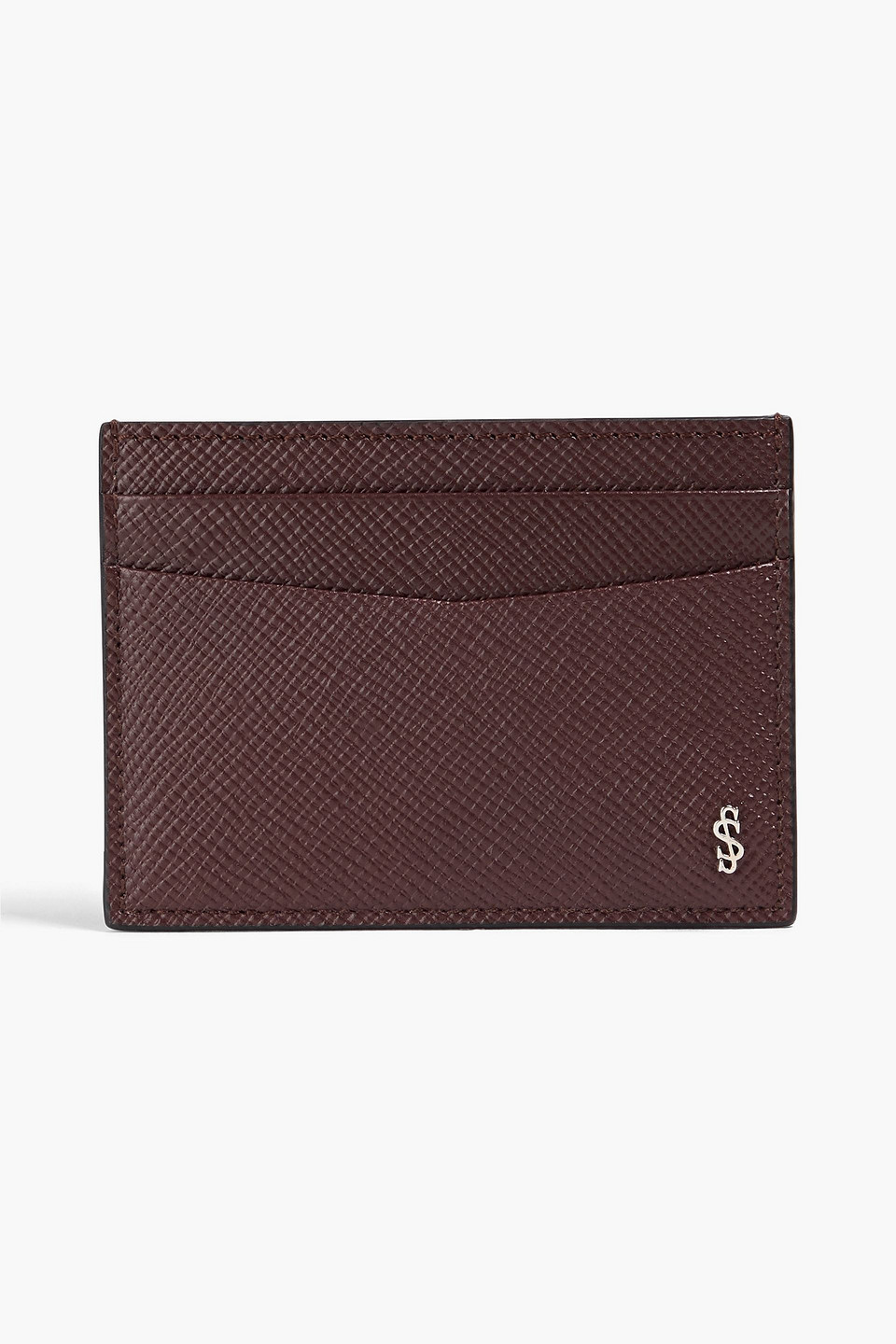 Serapian Textured-leather Cardholder In Merlot