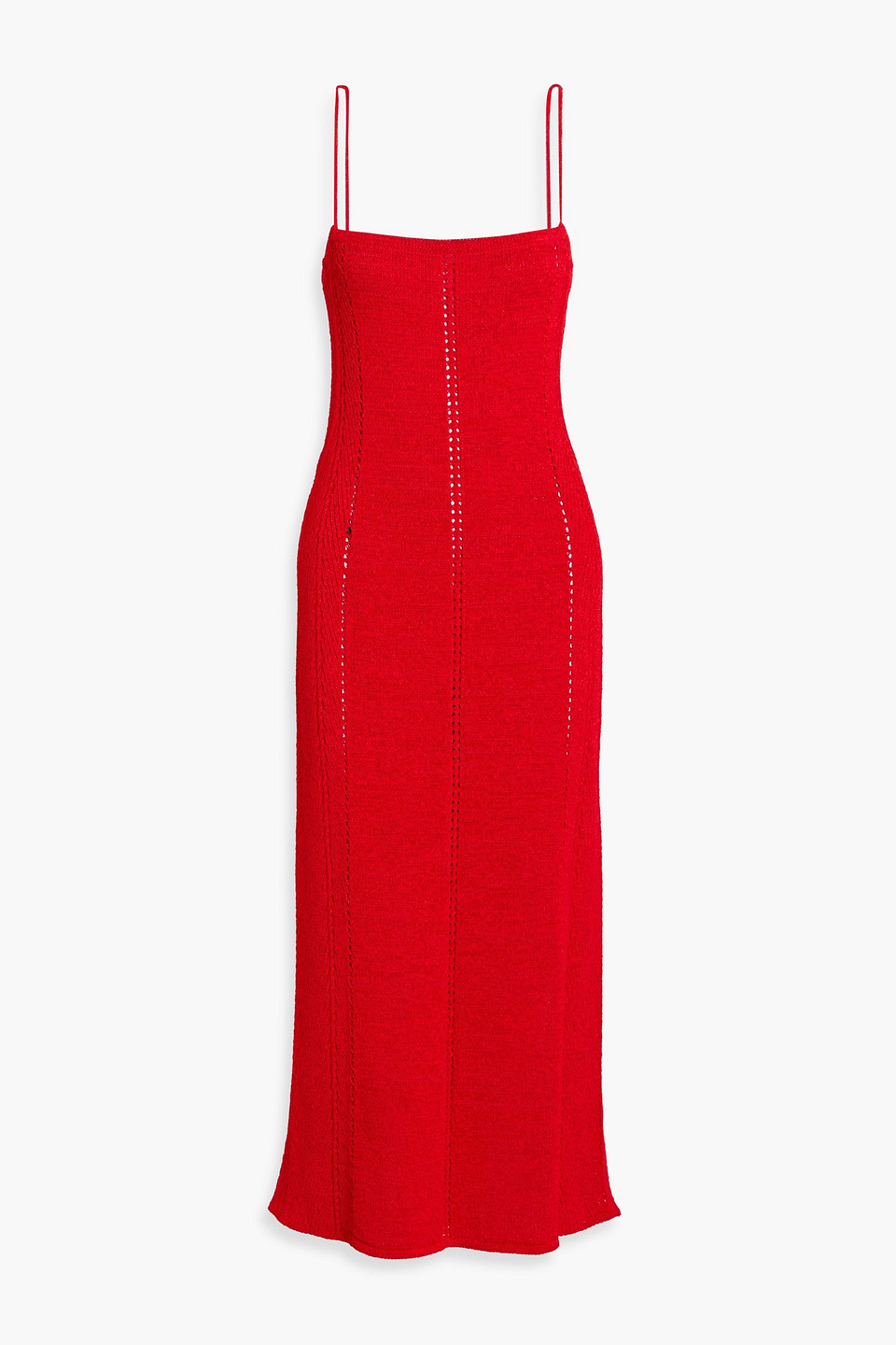 Proenza Schouler Suki Pointelle-knit Midi Slip Dress In Red