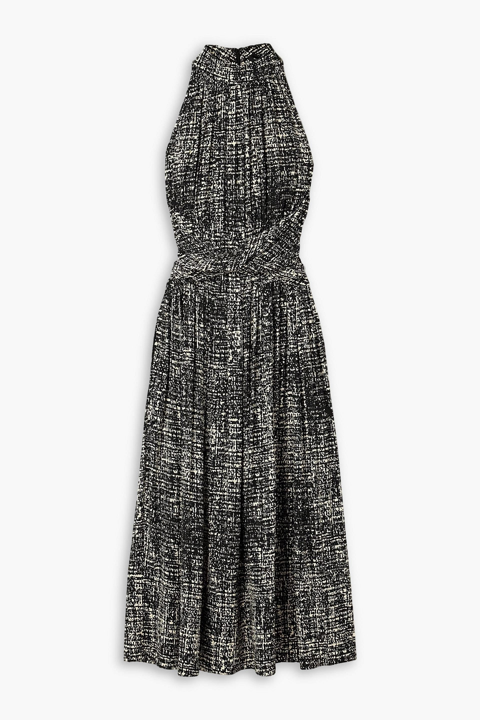 proenza schouler - lola twist-front pleated printed crepe maxi dress - black - us 0