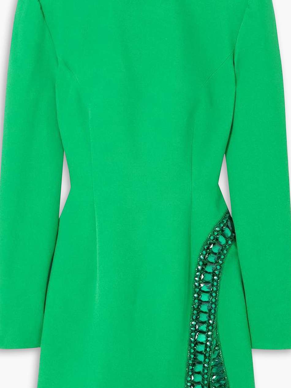 crystal-embellished crepe turtleneck mini dress