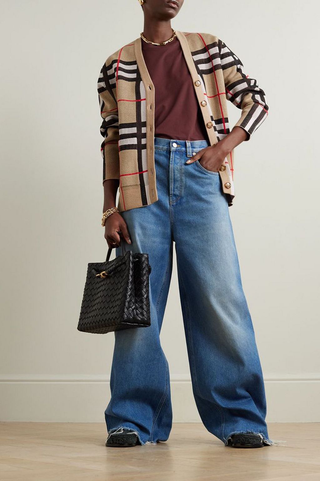 BURBERRY Checked knitted cardigan